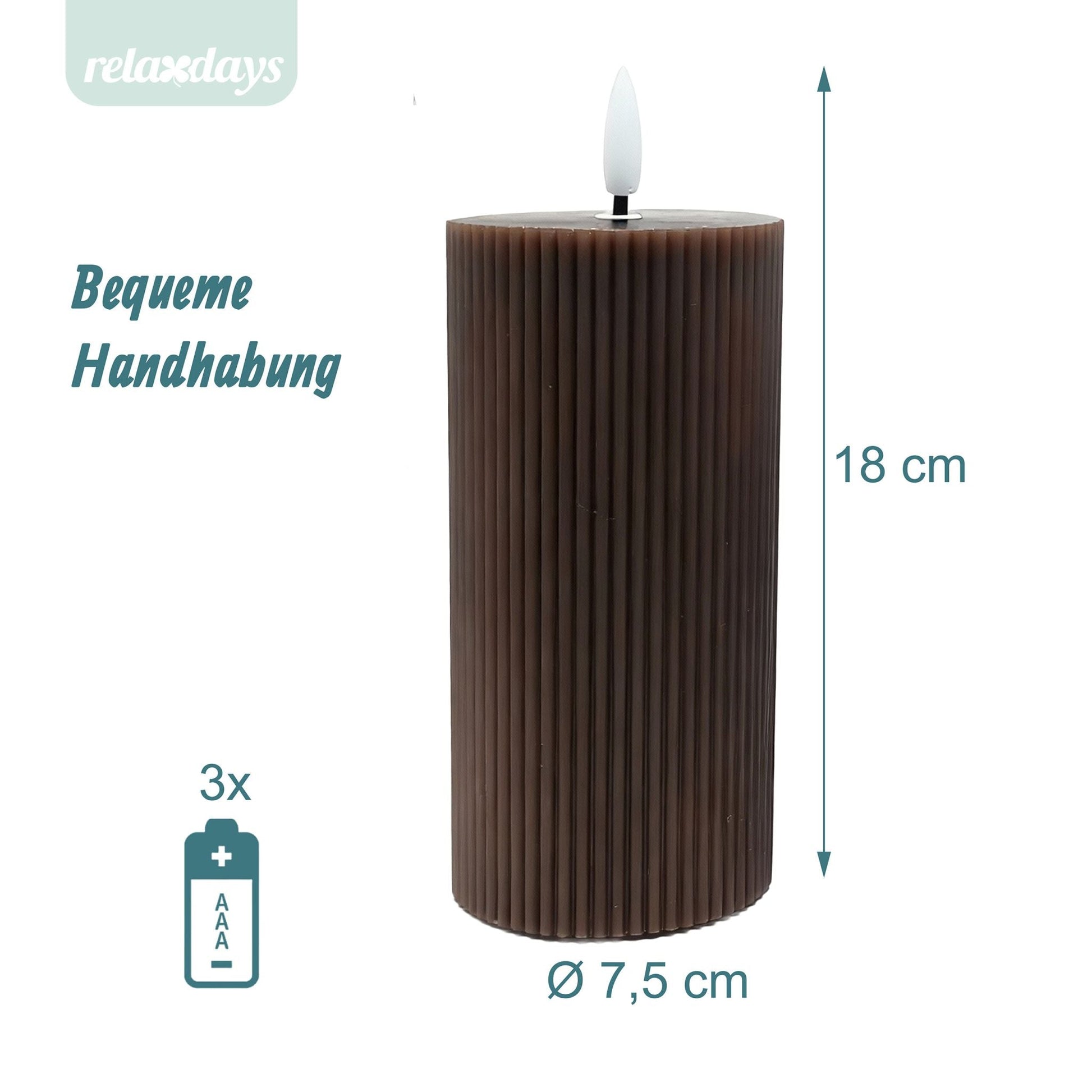 LED Kerzen 4er-Set 18cm Braun von Relaxdays