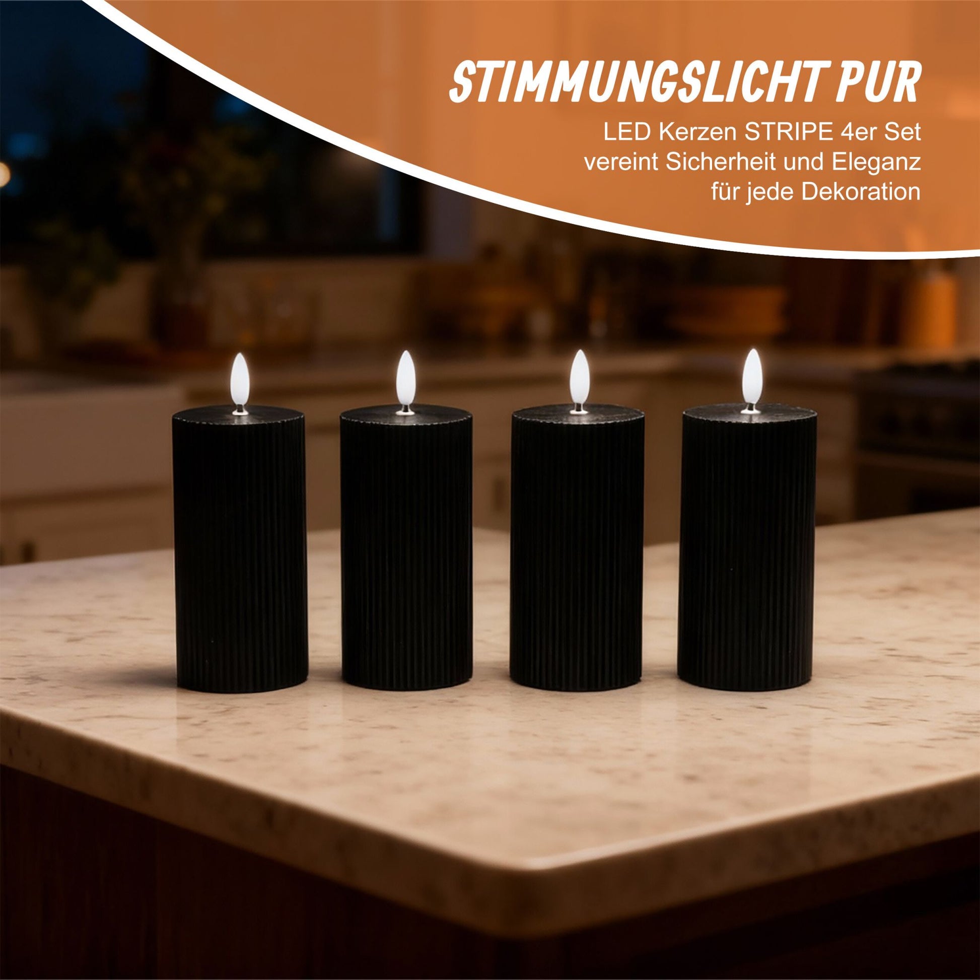 LED Kerzen 4er-Set 18cm Schwarz von Relaxdays