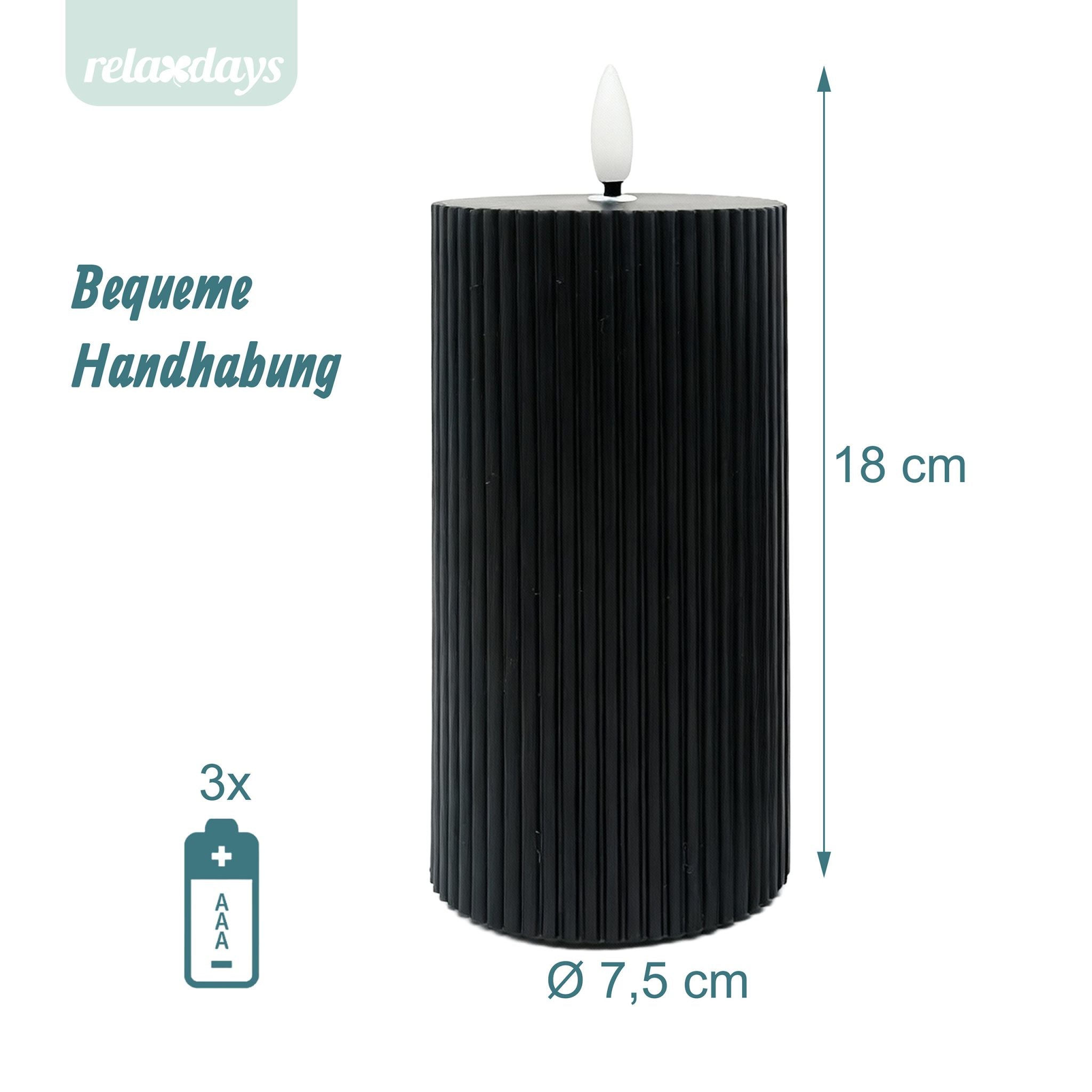LED Kerzen 4er-Set 18cm Schwarz von Relaxdays