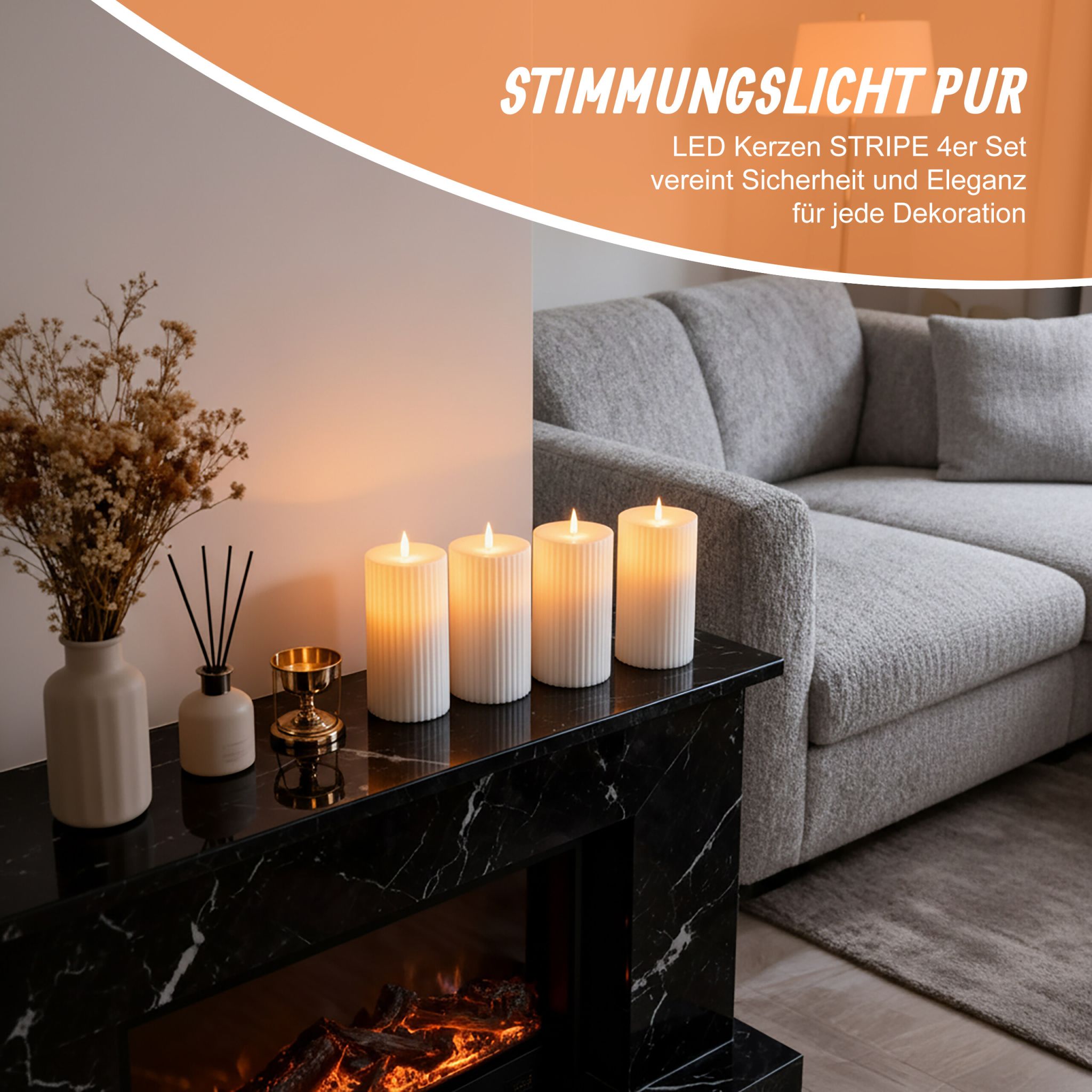 LED Kerzen 4er-Set 18cm Weiss von Relaxdays