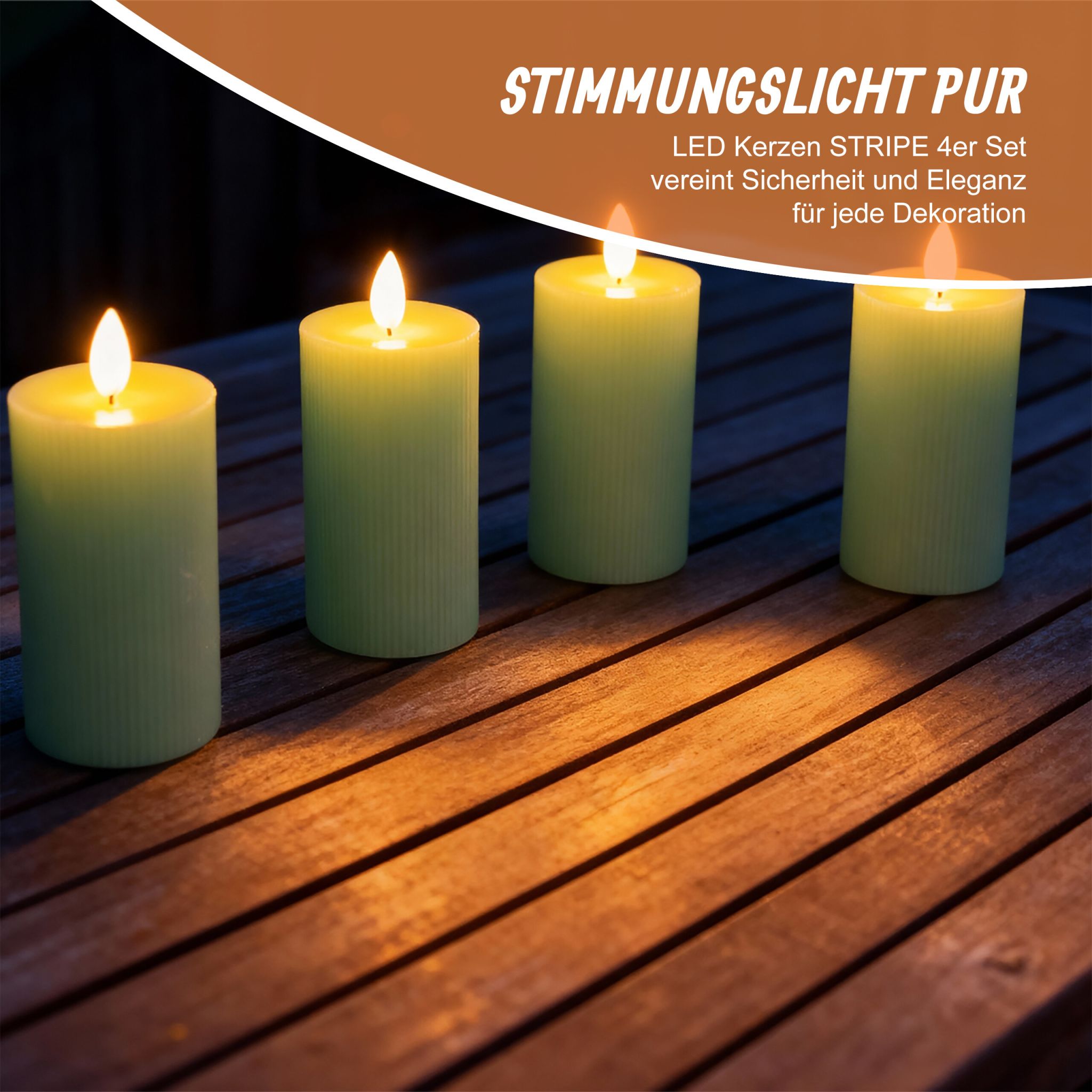 LED Kerzen 4er-Set 18cm Grün von Relaxdays