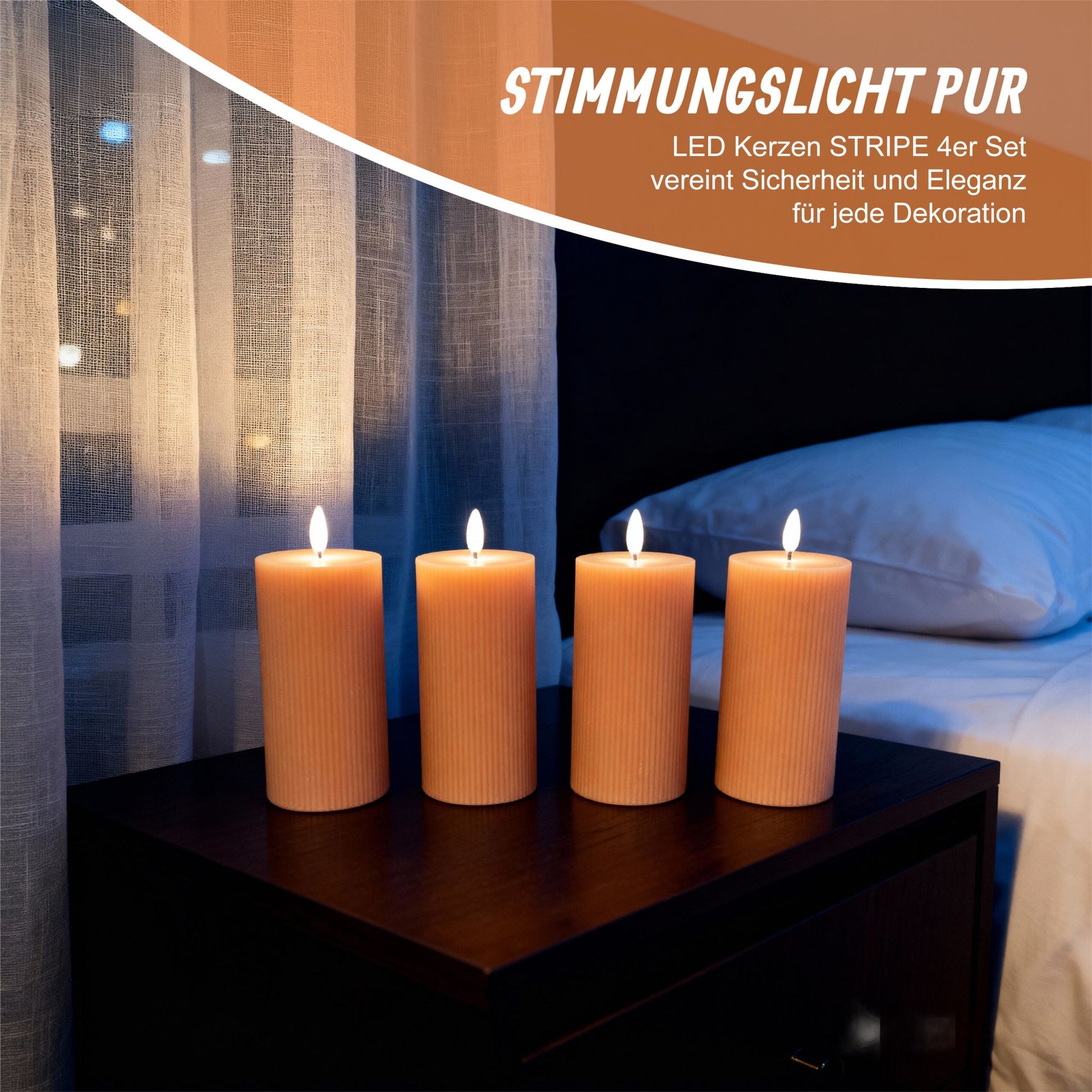 LED Kerzen 4er-Set 18cm Rosa von Relaxdays