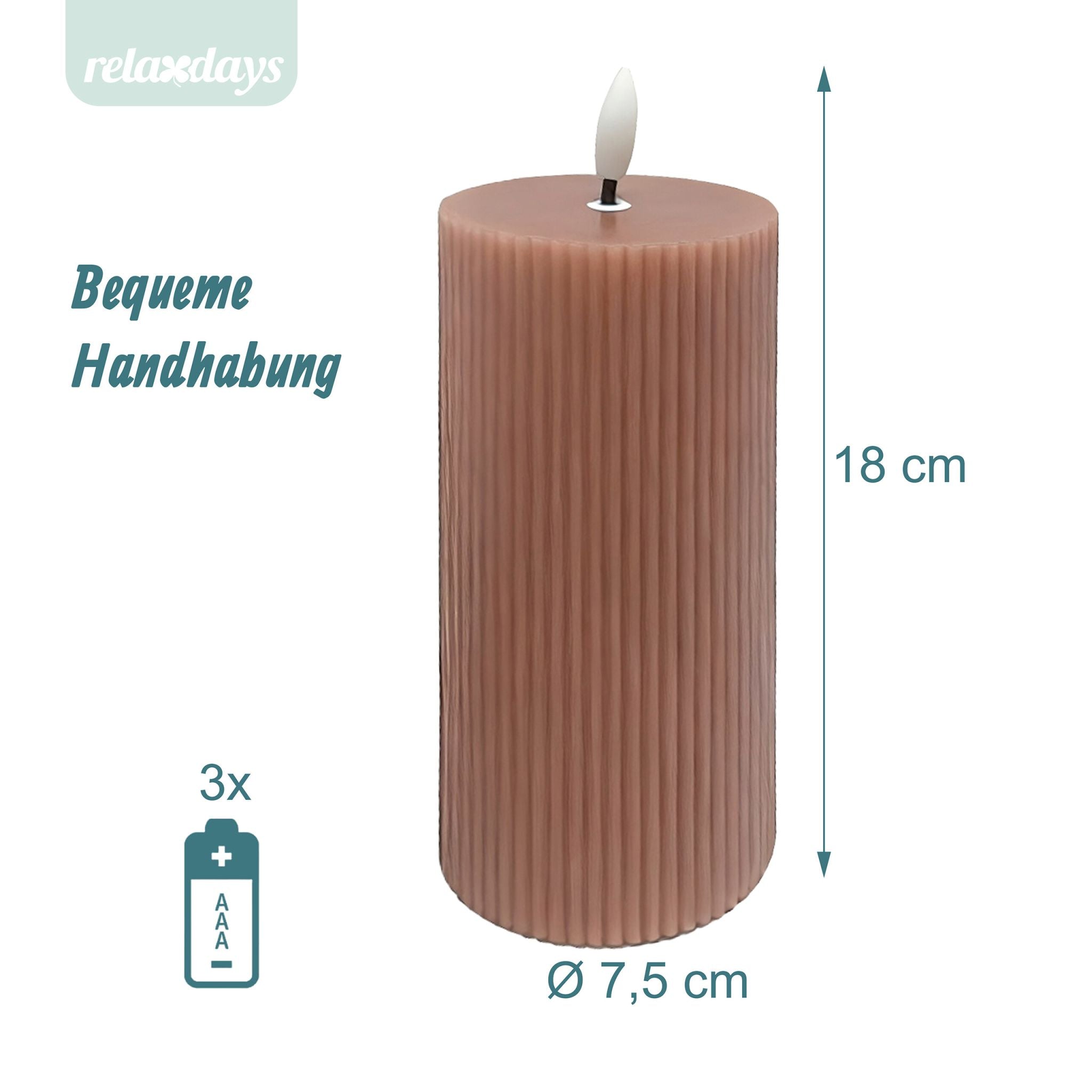 LED Kerzen 4er-Set 18cm Rosa von Relaxdays
