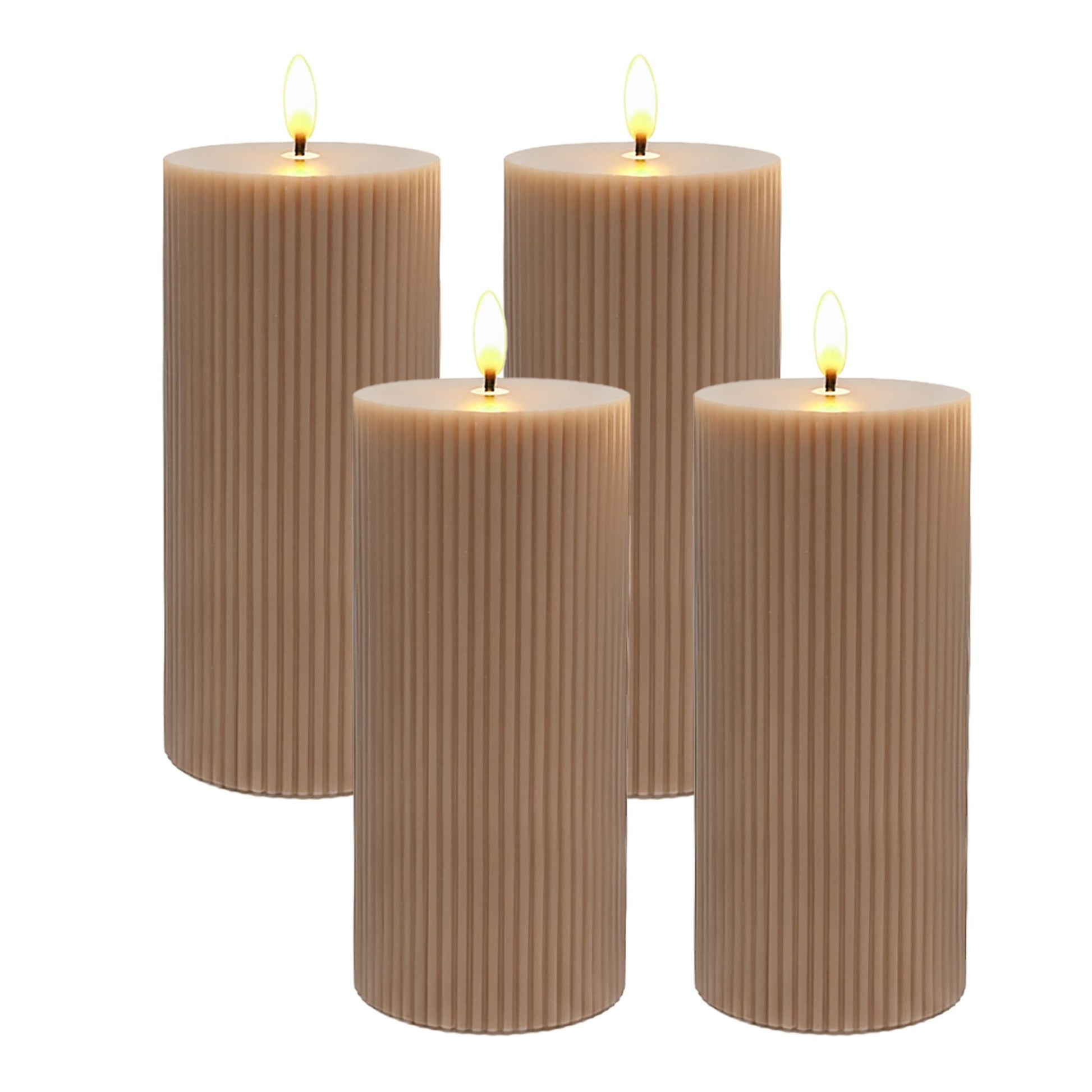 LED Kerzen 4er-Set 18cm Hellbraun von Relaxdays