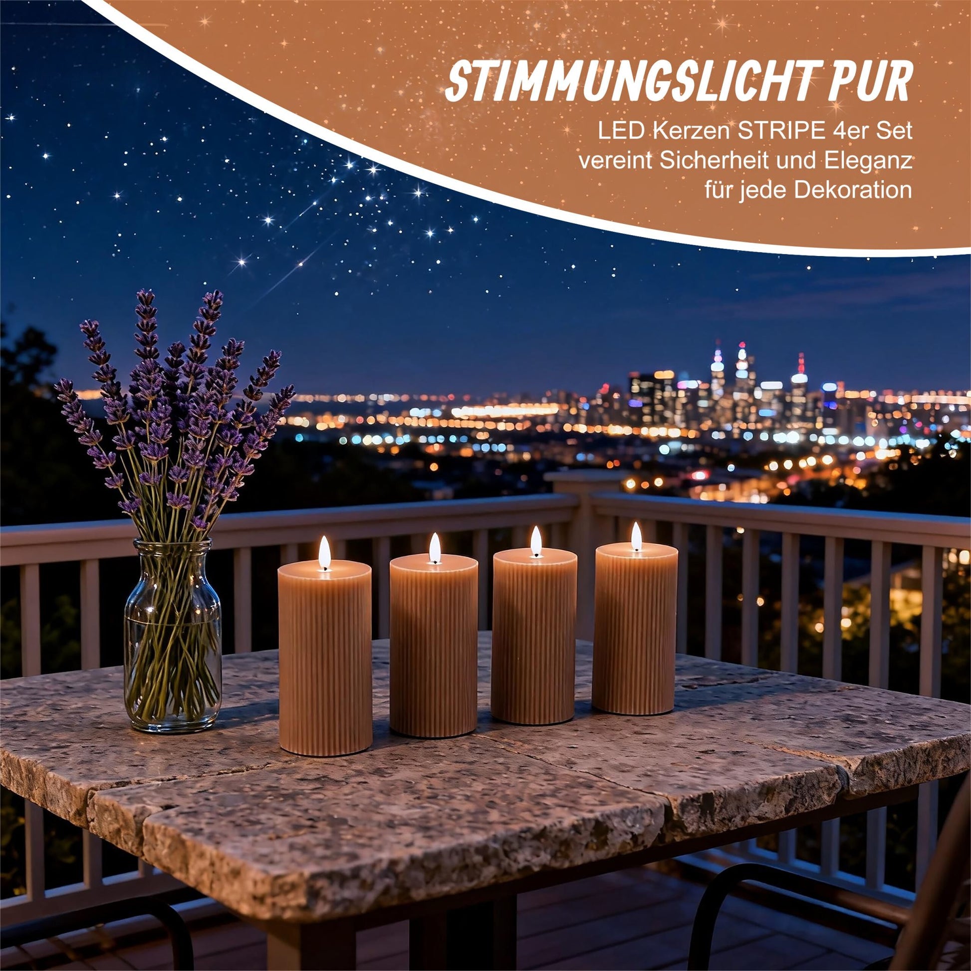 LED Kerzen 4er-Set 18cm Hellbraun von Relaxdays
