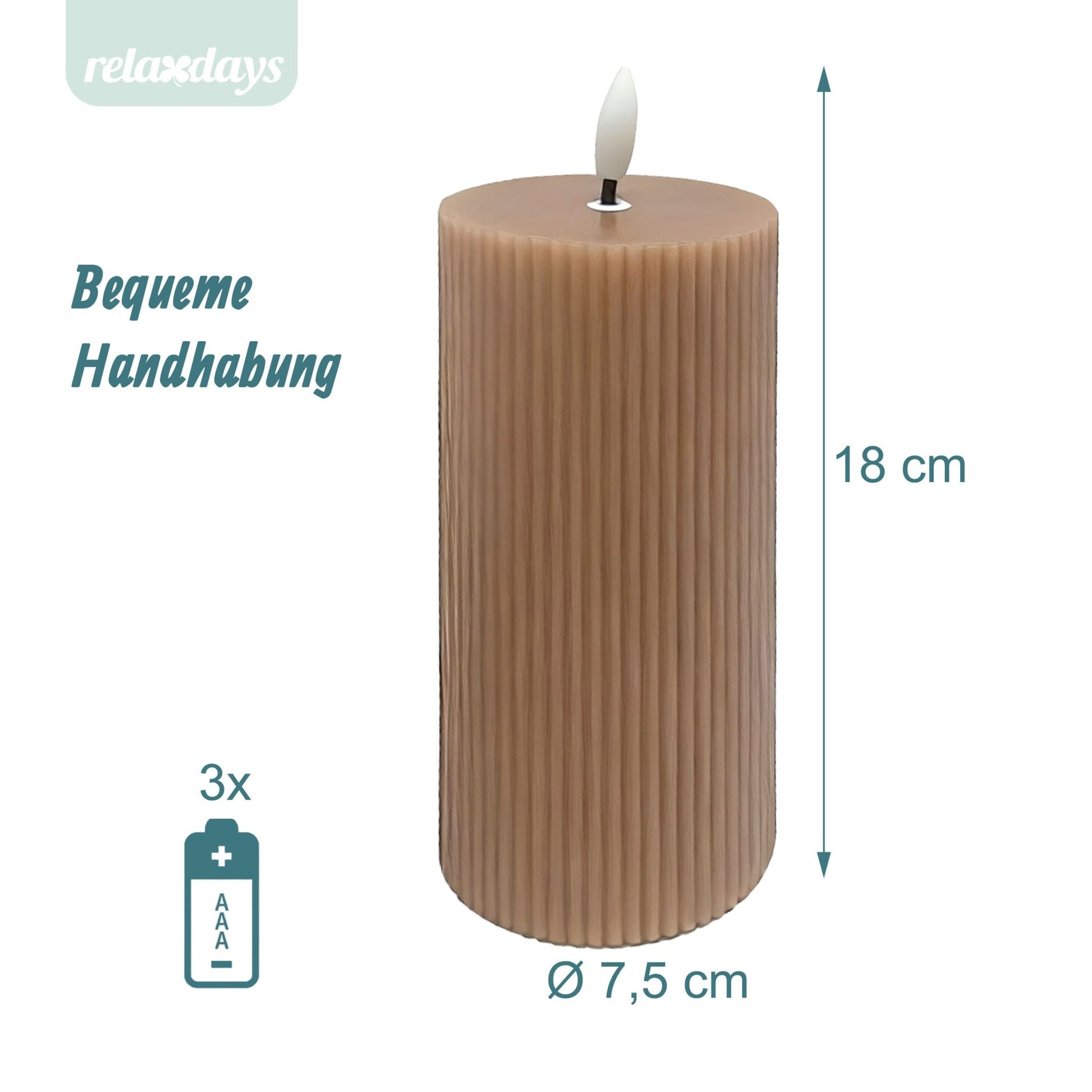 LED Kerzen 4er-Set 18cm Hellbraun von Relaxdays