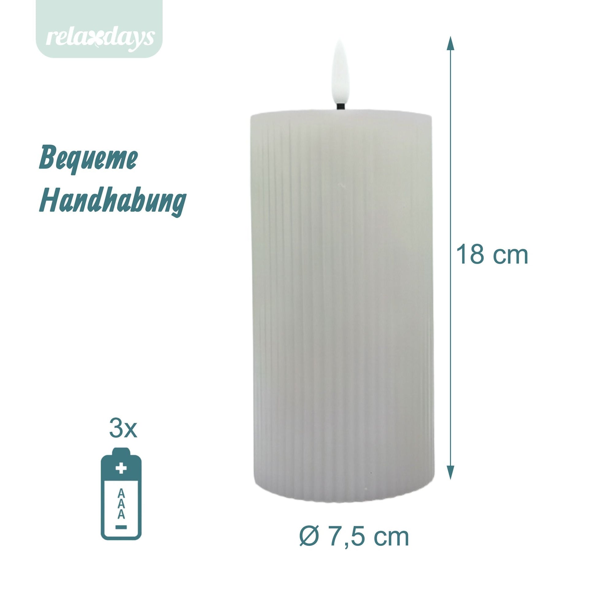 LED Kerzen 4er-Set 18cm Grau von Relaxdays