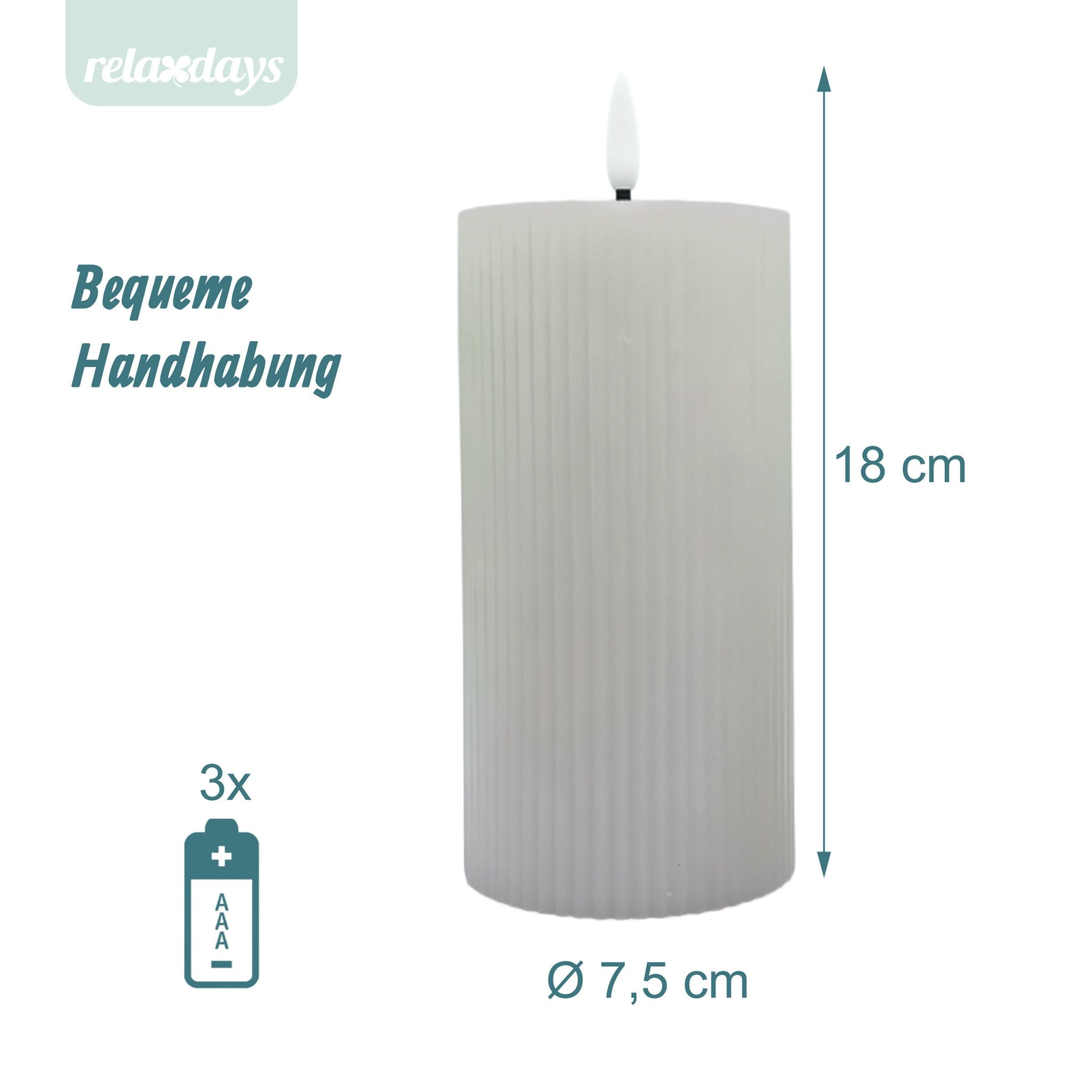 LED Kerzen 4er-Set 18cm Grau von Relaxdays