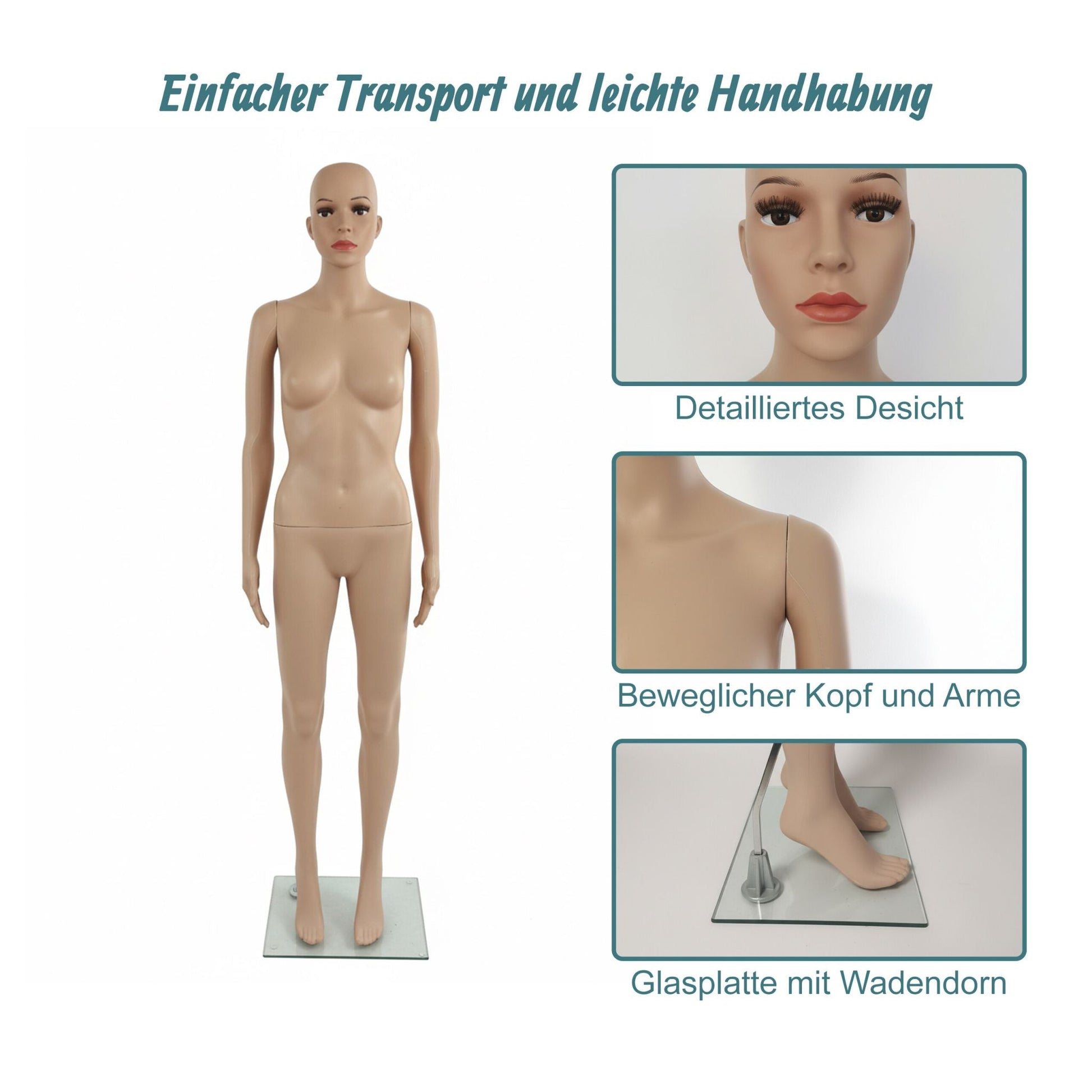 Schaufensterpuppe weiblich Beige von Relaxdays