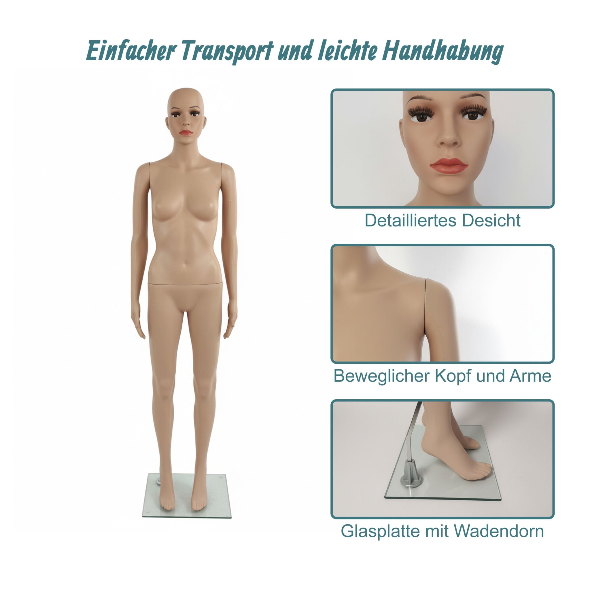 Schaufensterpuppe weiblich Beige von Relaxdays