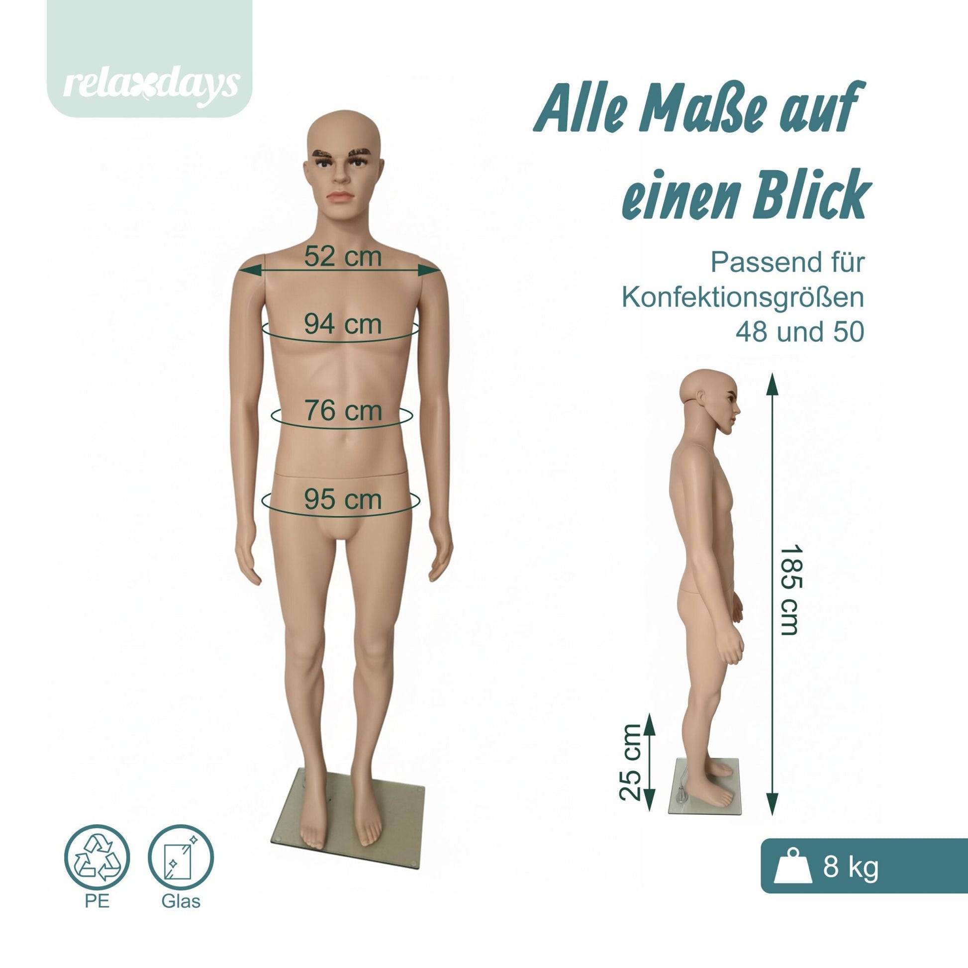 Schaufensterpuppe männlich Beige von Relaxdays