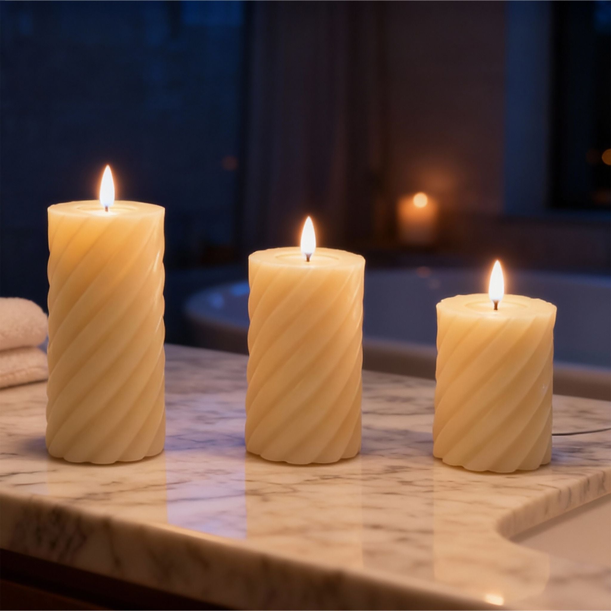 LED Kerzen 3er-Set Creme von Relaxdays