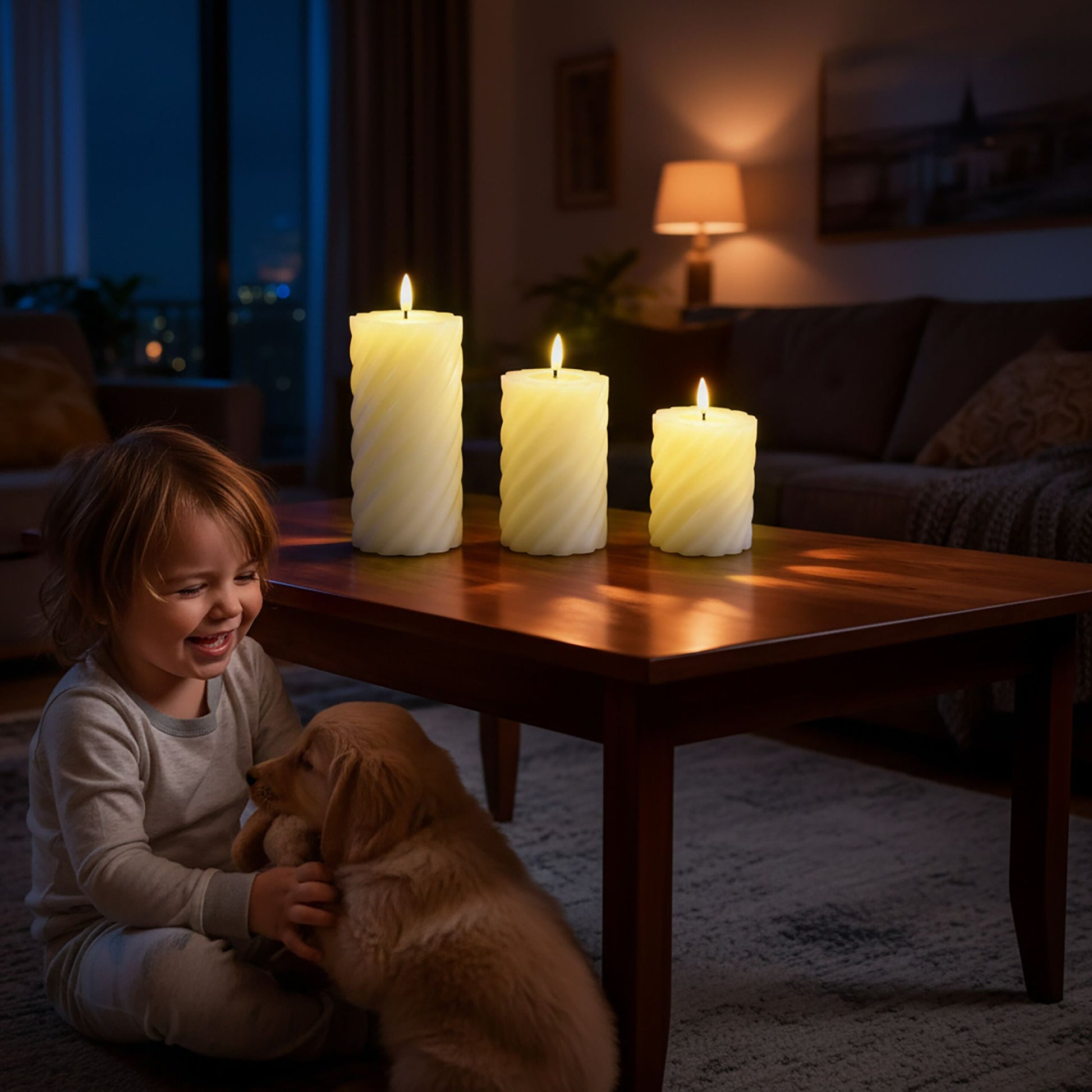 LED Kerzen 3er-Set Creme von Relaxdays