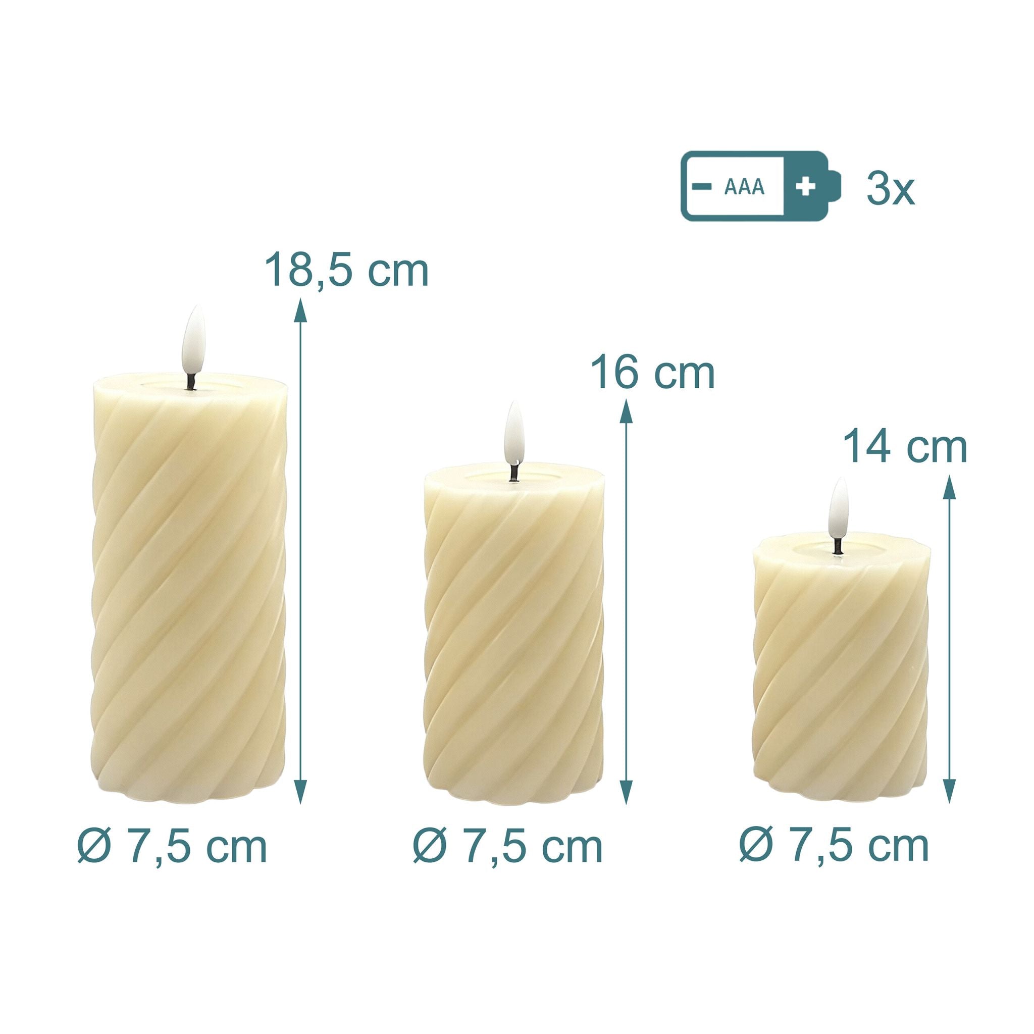 LED Kerzen 3er-Set Creme von Relaxdays