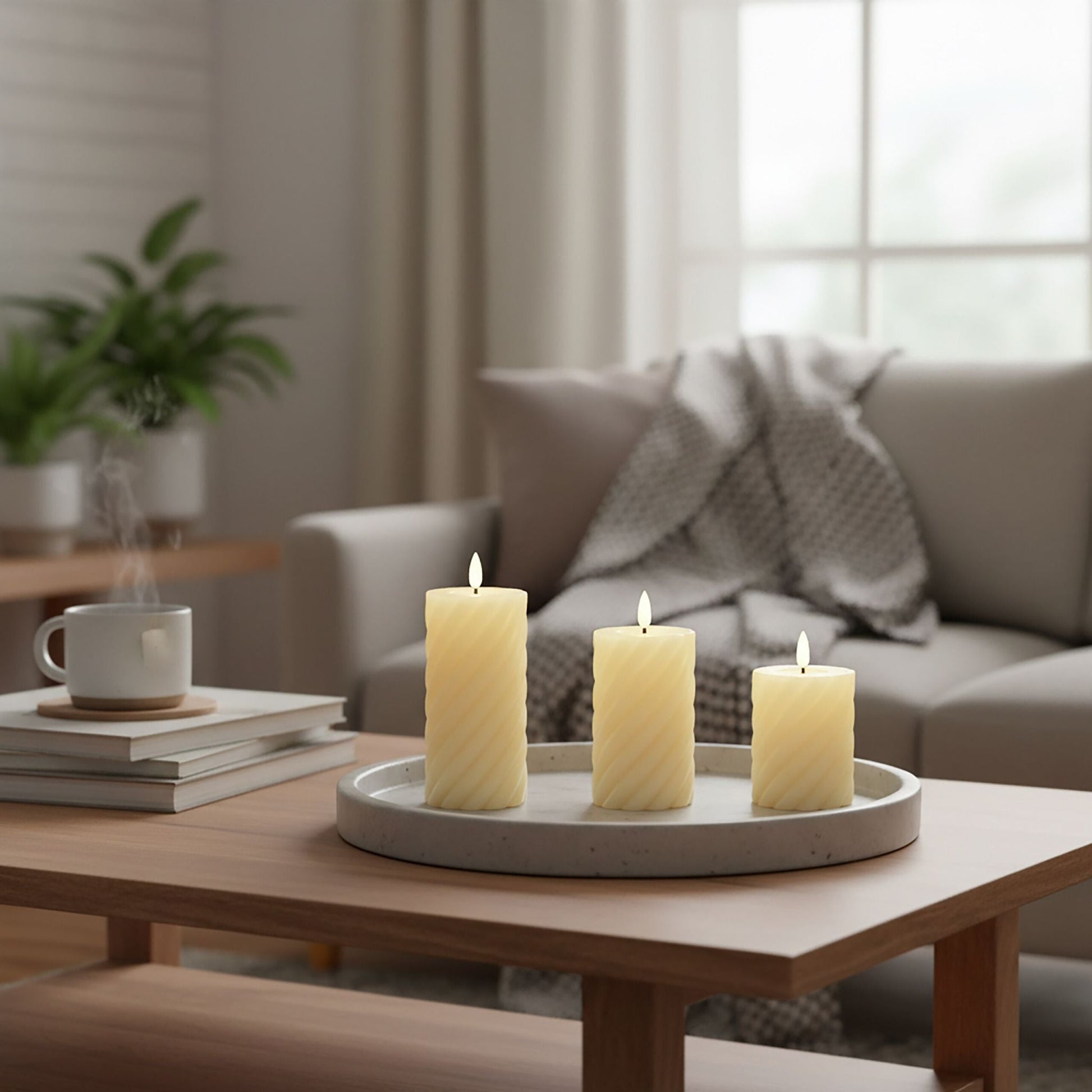LED Kerzen 3er-Set Creme von Relaxdays