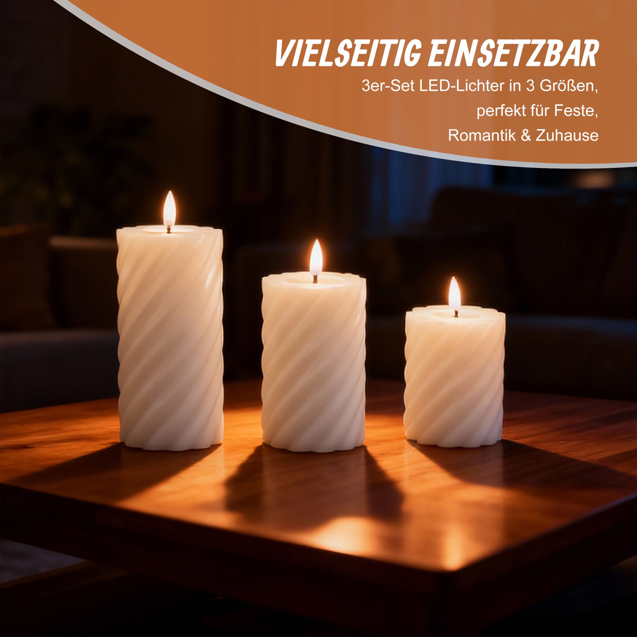 LED Kerzen 3er-Set Weiss von Relaxdays