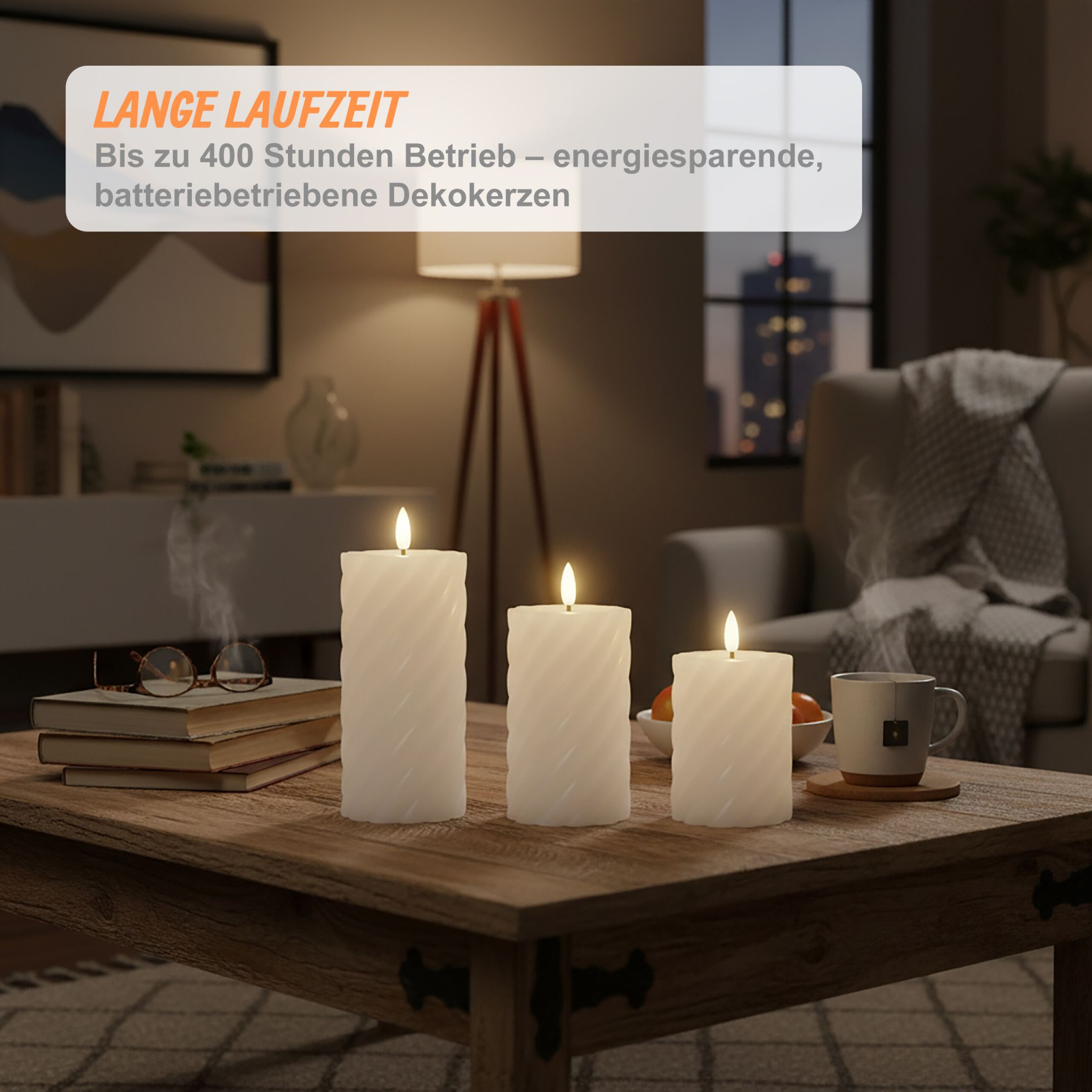 LED Kerzen 3er-Set Weiss von Relaxdays
