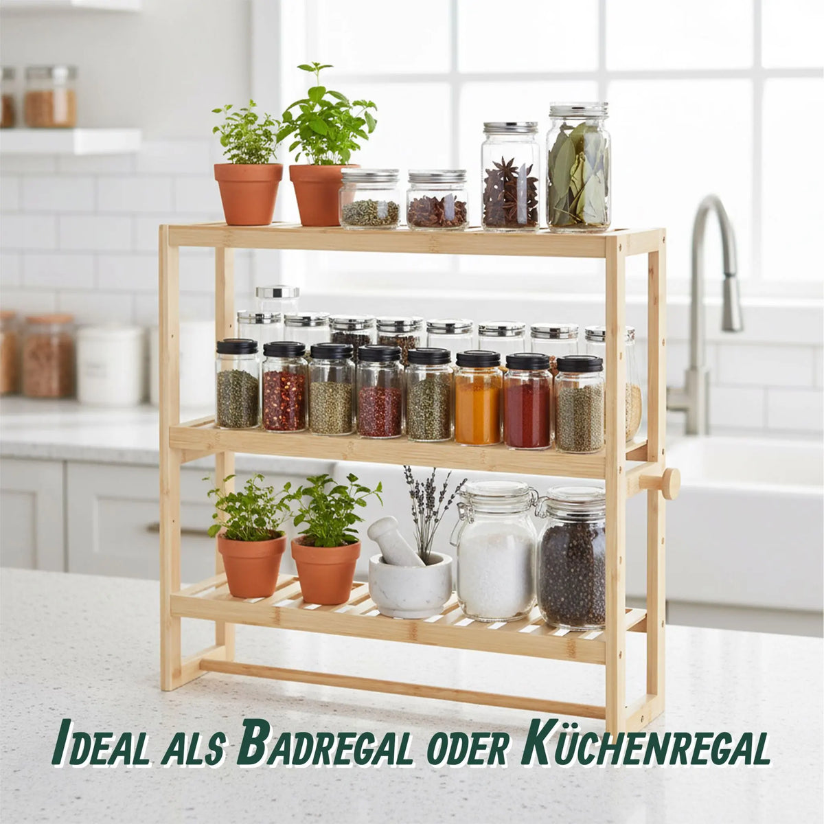 Wandregal Bad mit Handtuchstange Hellbraun von Relaxdays