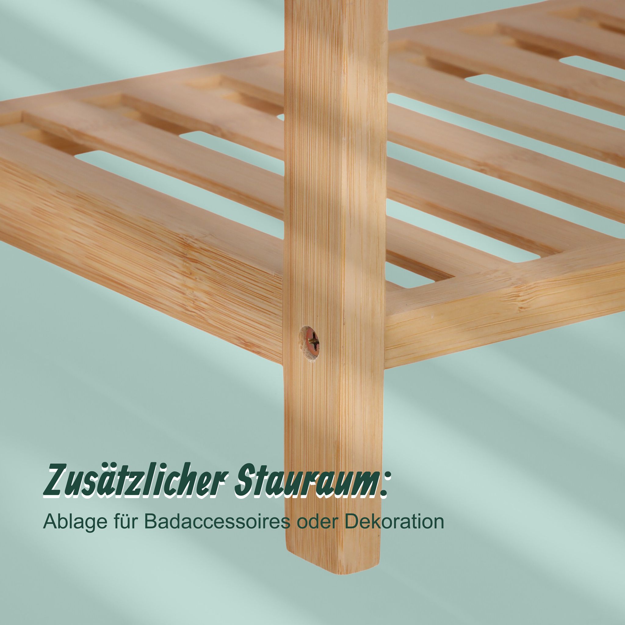 Handtuchständer Bambus 2 Stangen Ablage Hellbraun von Relaxdays