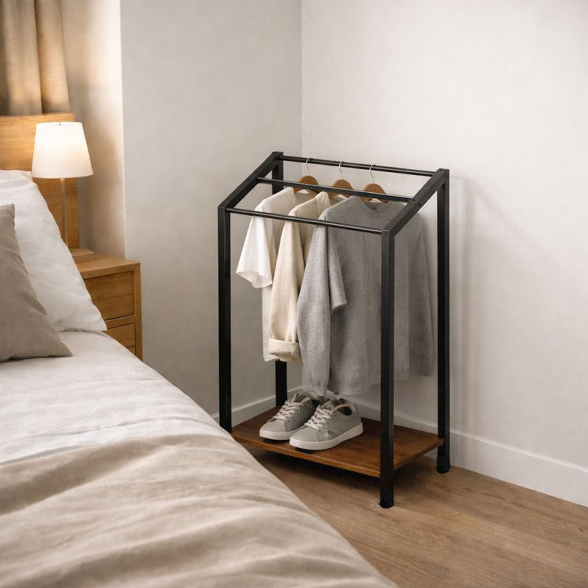 Handtuchständer mit Ablage Braun-Schwarz von Relaxdays