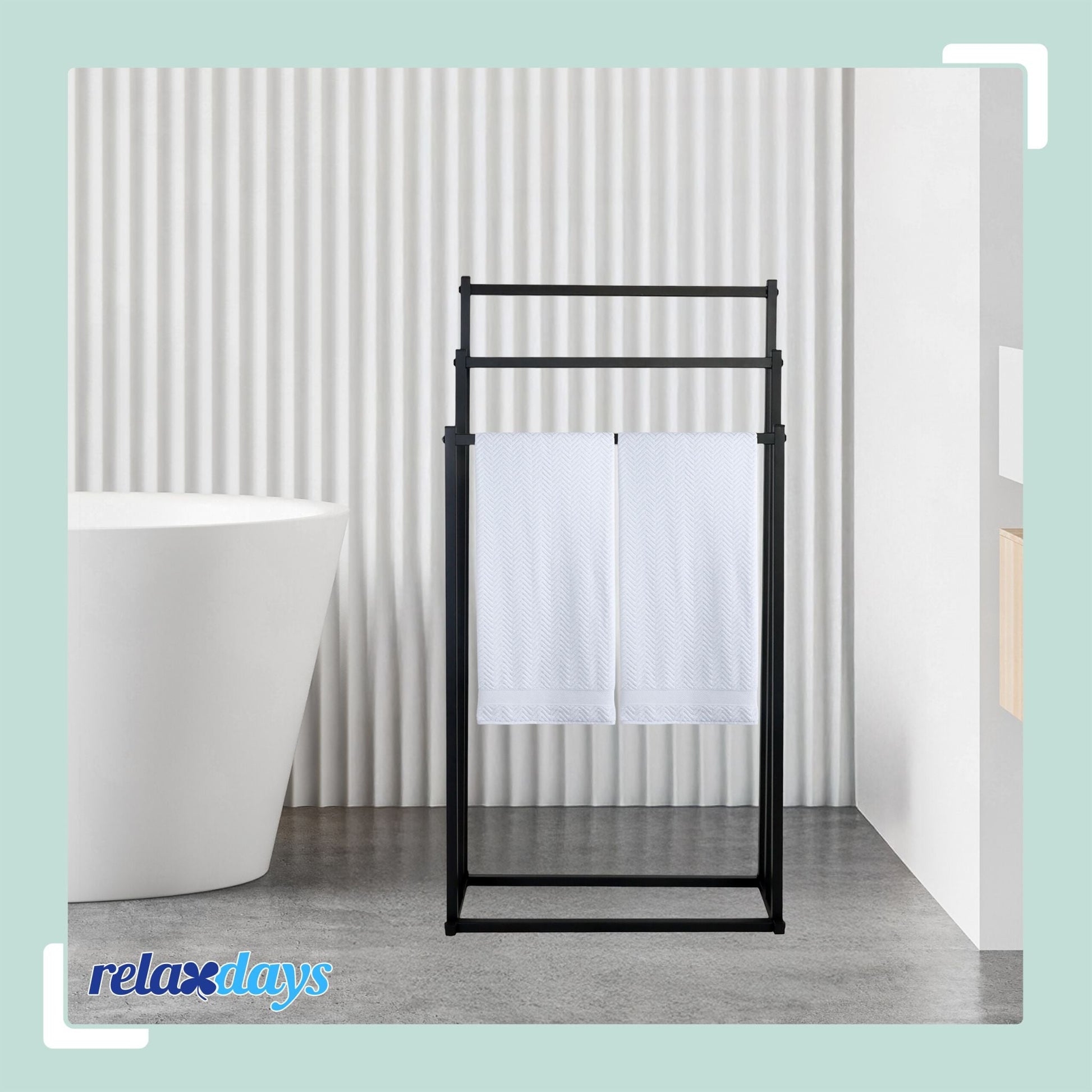 Handtuchständer mit 3 Stangen Schwarz von Relaxdays