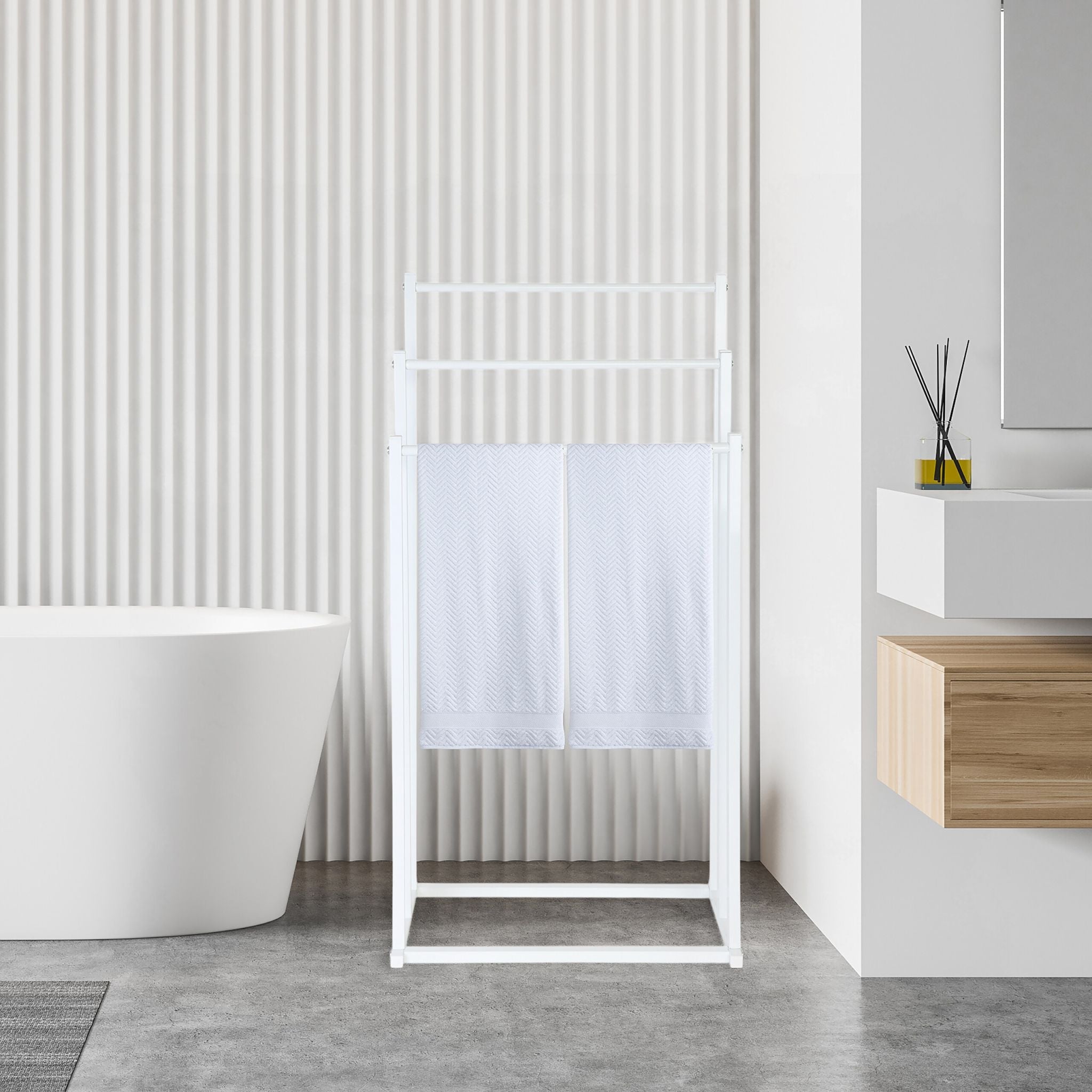 Handtuchständer mit 3 Stangen Weiss von Relaxdays