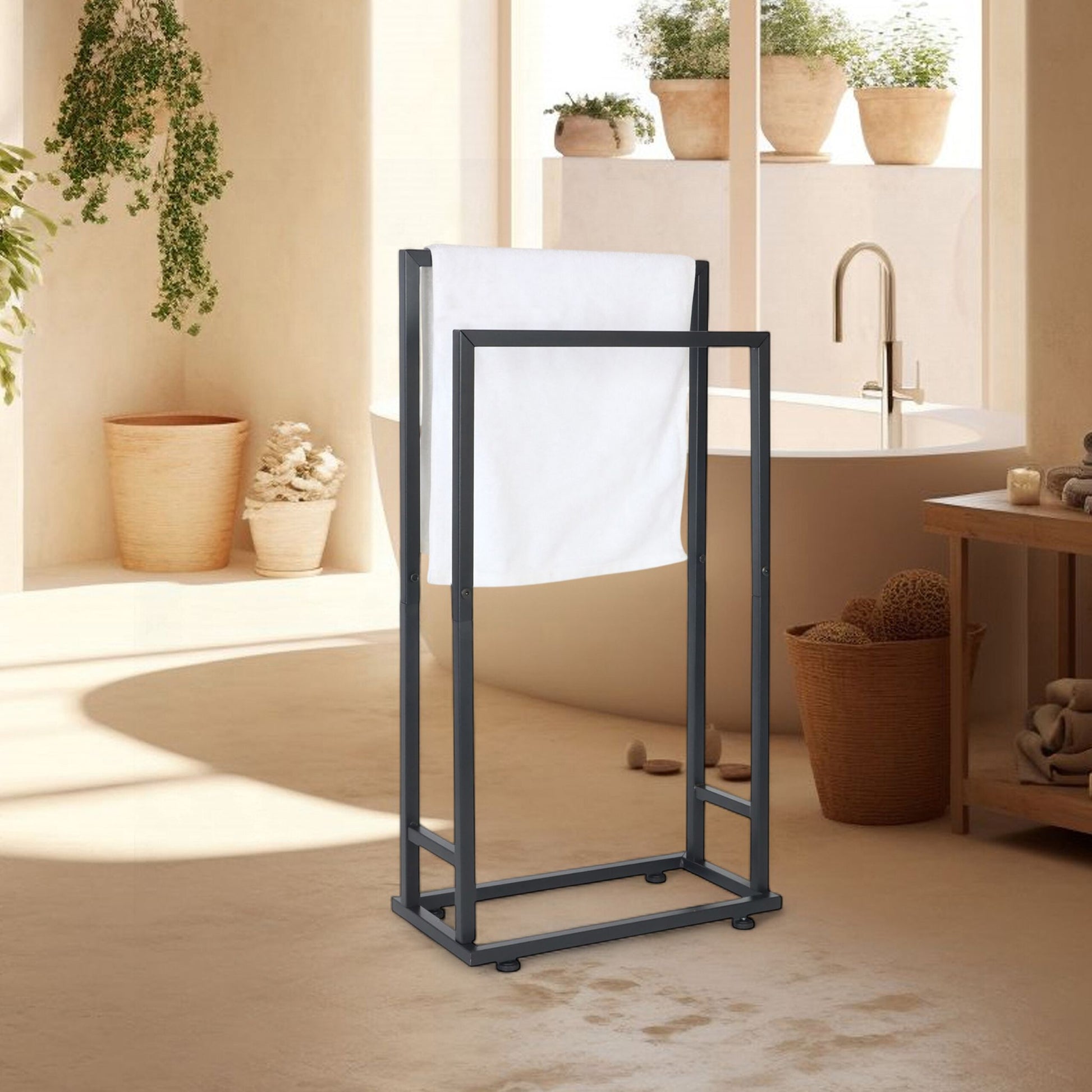 Handtuchständer 2 Stangen Metall Schwarz von Relaxdays