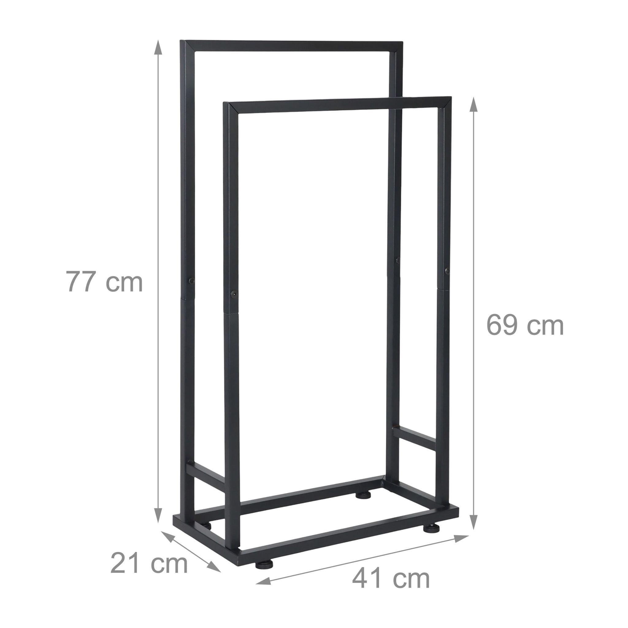 Handtuchständer 2 Stangen Metall Schwarz von Relaxdays