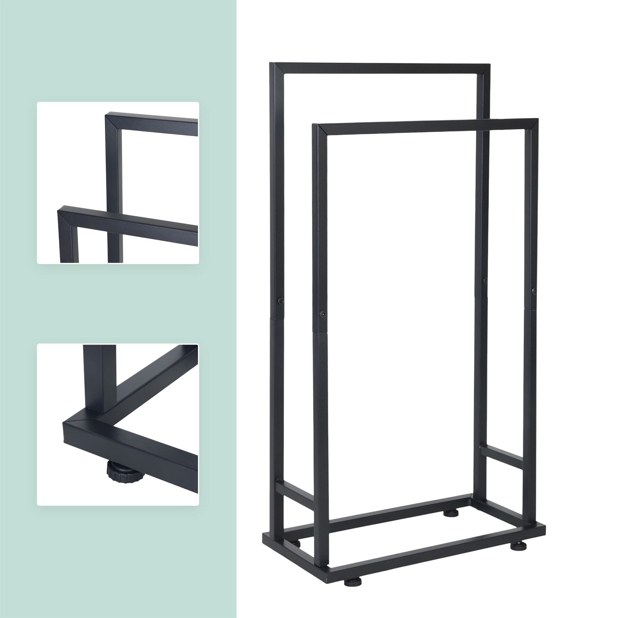 Handtuchständer 2 Stangen Metall Schwarz von Relaxdays