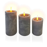 LED Kerzen 3er-Set Betonoptik Grau von Relaxdays