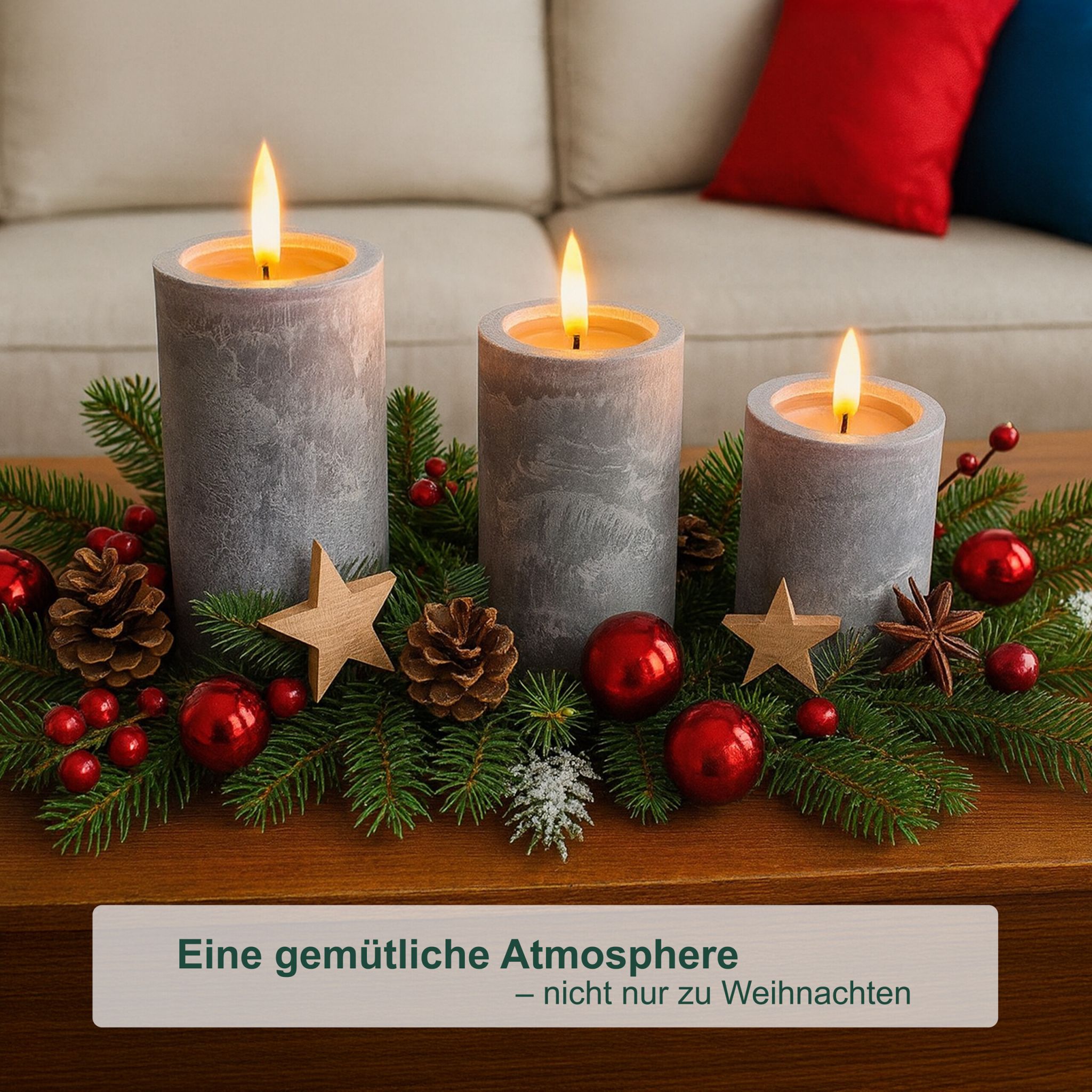 LED Kerzen 3er-Set Betonoptik Grau von Relaxdays
