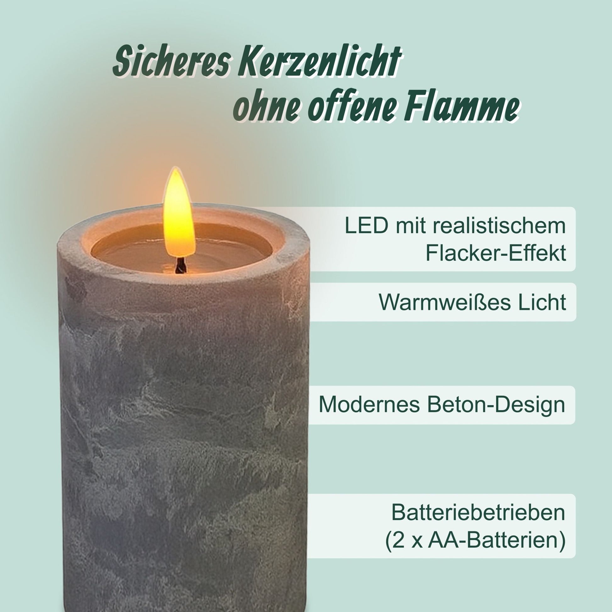 LED Kerzen 3er-Set Betonoptik Grau von Relaxdays