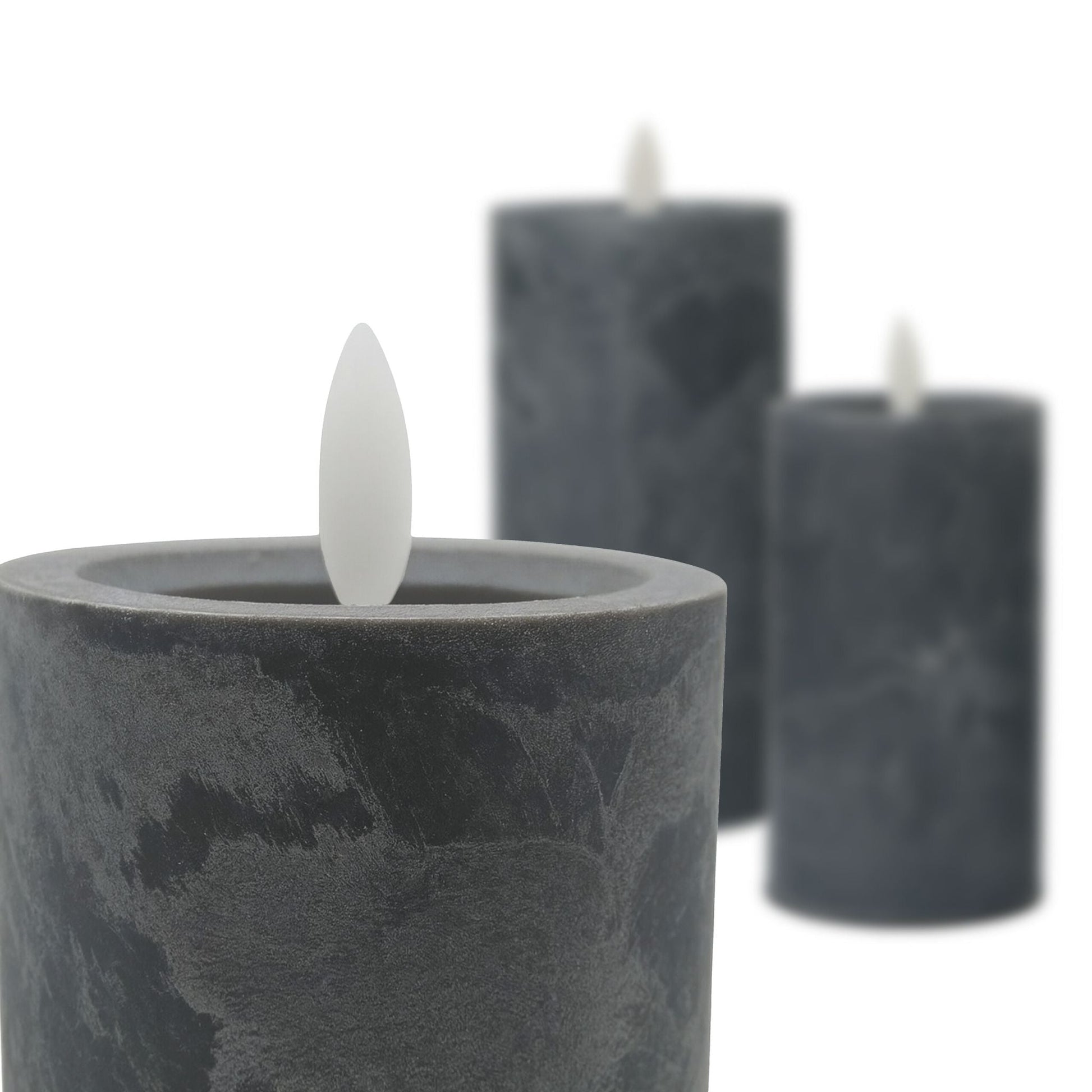 LED Kerzen 3er-Set Betonoptik Grau von Relaxdays