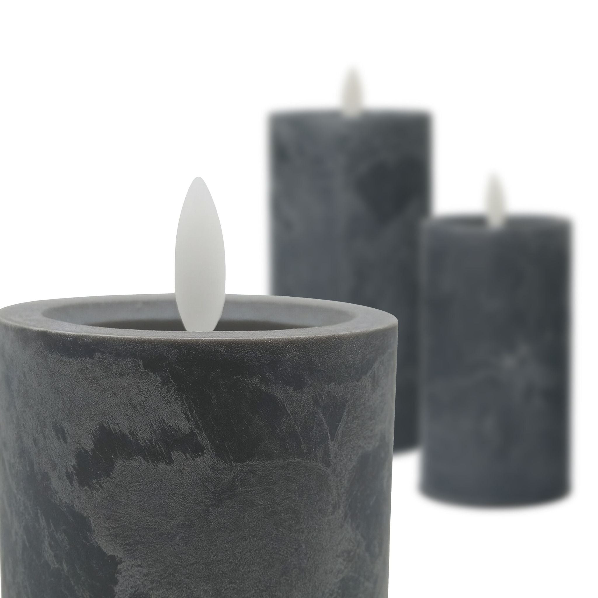 LED Kerzen 3er-Set Betonoptik Grau von Relaxdays
