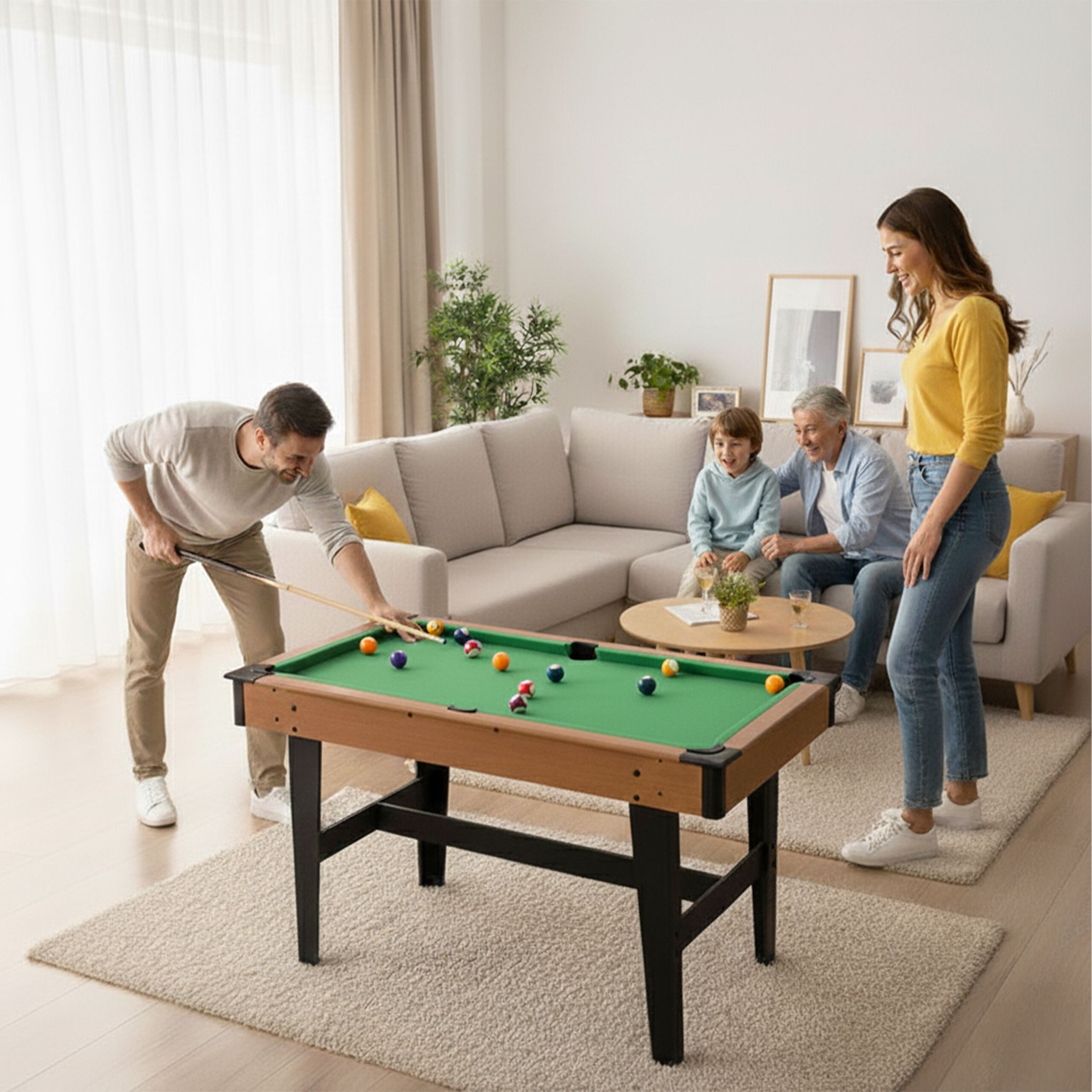 Kleiner Billardtisch mit Zubehör Grün-Hellbraun-Schwarz von Relaxdays