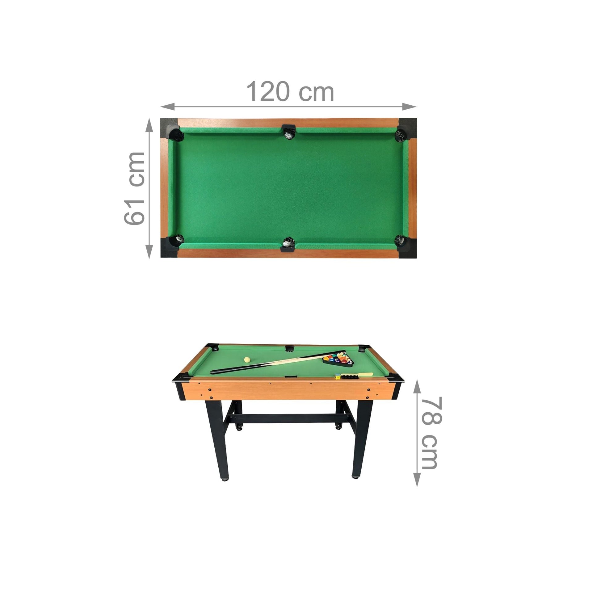 Kleiner Billardtisch mit Zubehör Grün-Hellbraun-Schwarz von Relaxdays