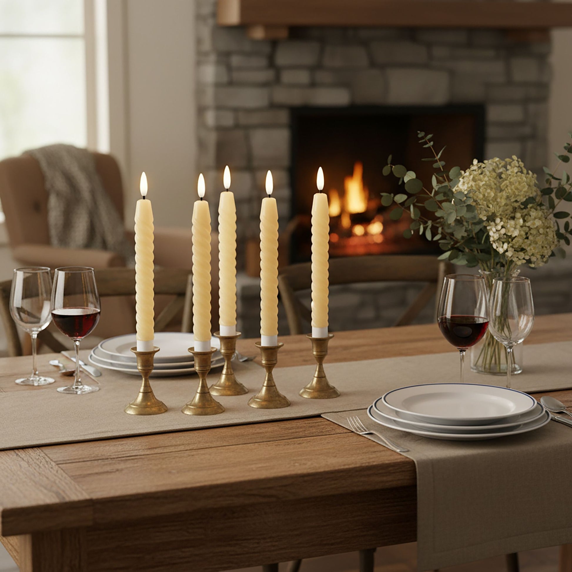 LED Stabkerzen 6er-Set Beige von Relaxdays