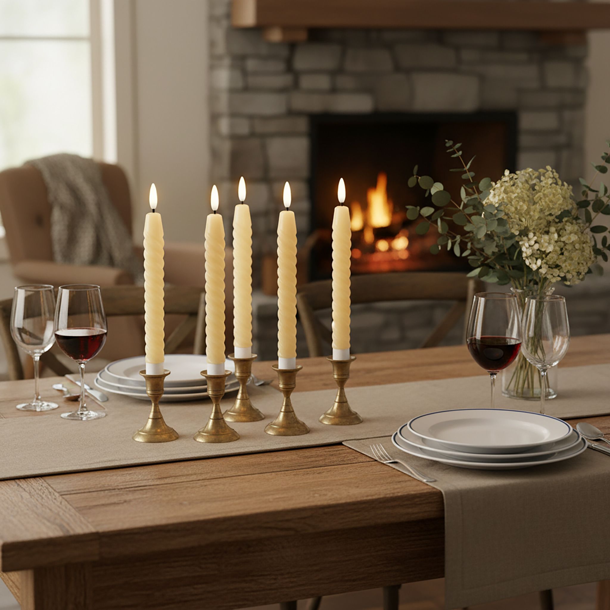 LED Stabkerzen 6er-Set Beige von Relaxdays