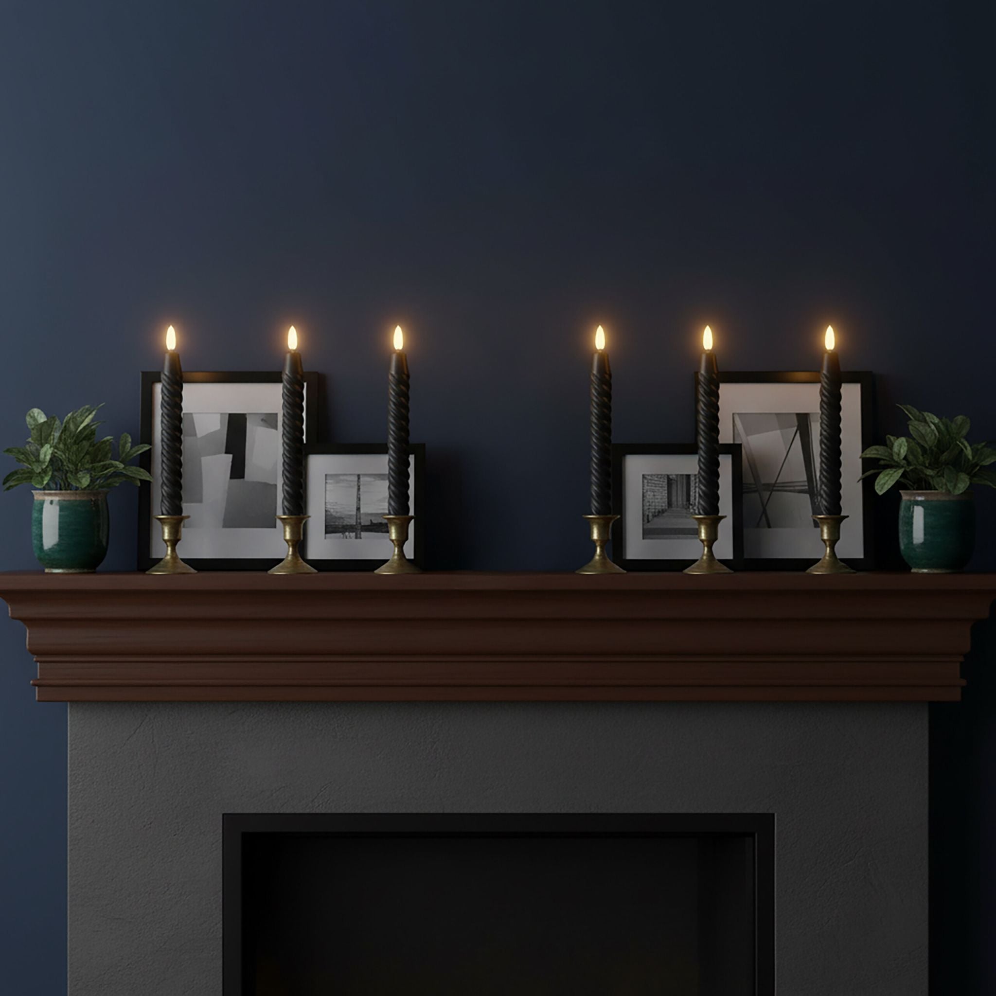 LED Stabkerzen 6er-Set Schwarz von Relaxdays