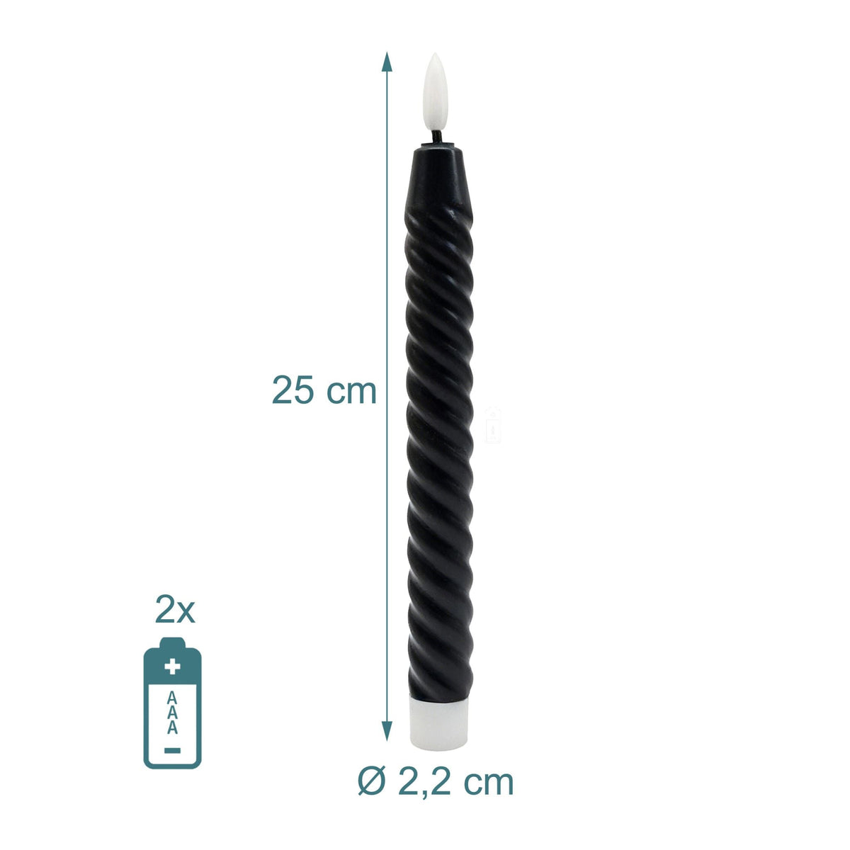 LED Stabkerzen 6er-Set Schwarz von Relaxdays