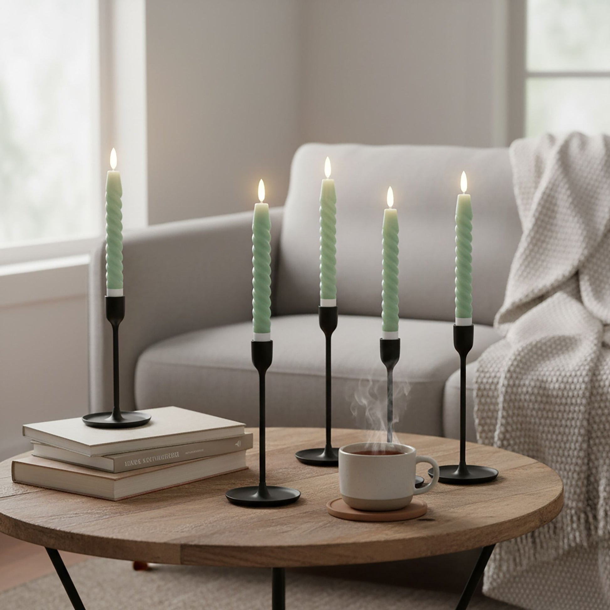 LED Stabkerzen 6er-Set Grün von Relaxdays