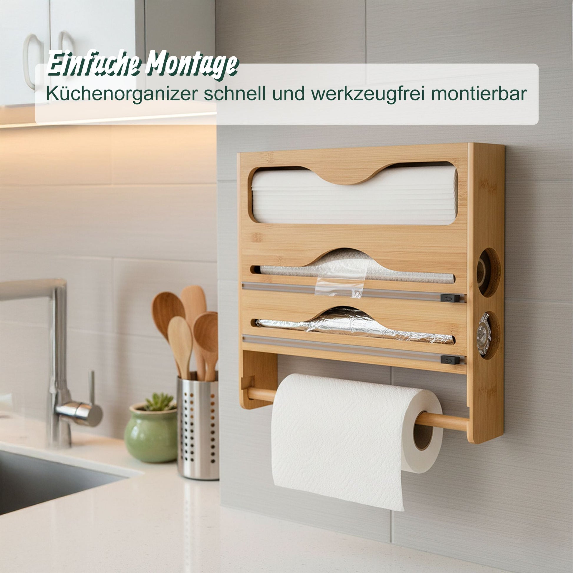 Wandrollenhalter Küche Hellbraun von Relaxdays