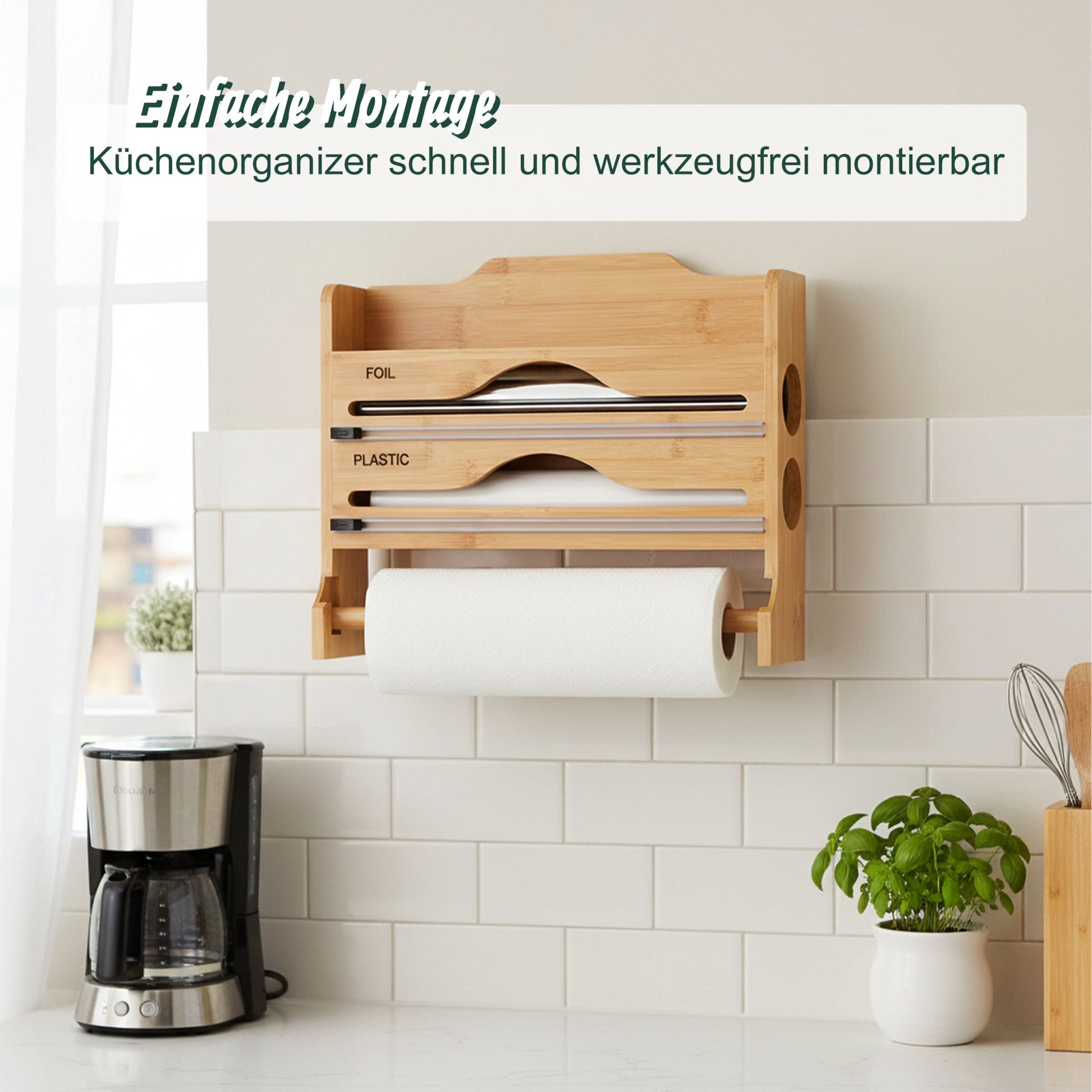Wandrollenhalter Küche Hellbraun von Relaxdays
