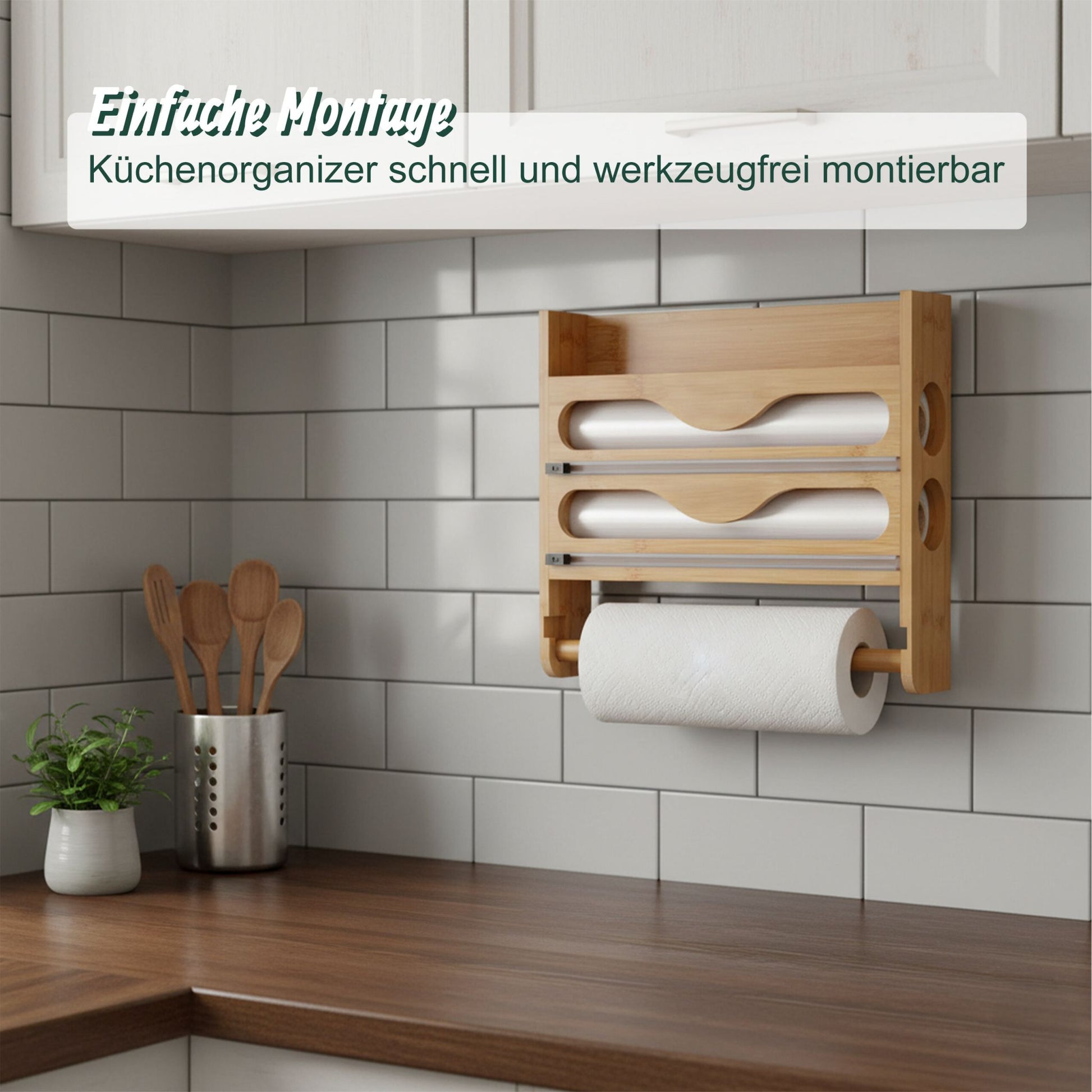 Wandrollenhalter Küche Hellbraun von Relaxdays