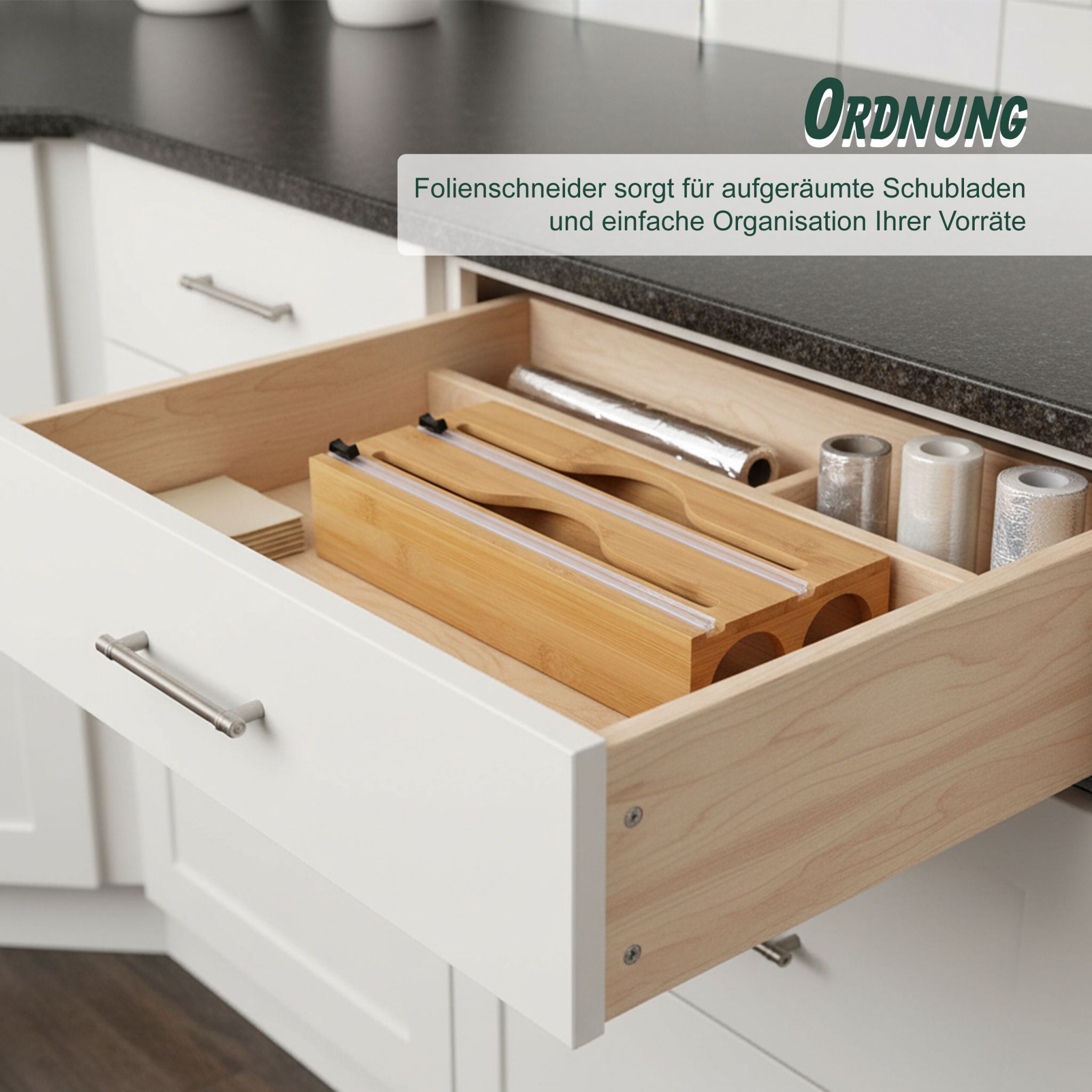 Folienspender Bambus Hellbraun von Relaxdays
