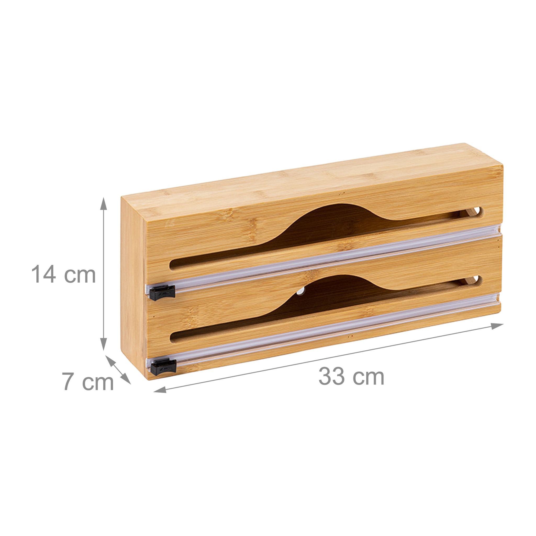 Folienspender Bambus Hellbraun von Relaxdays