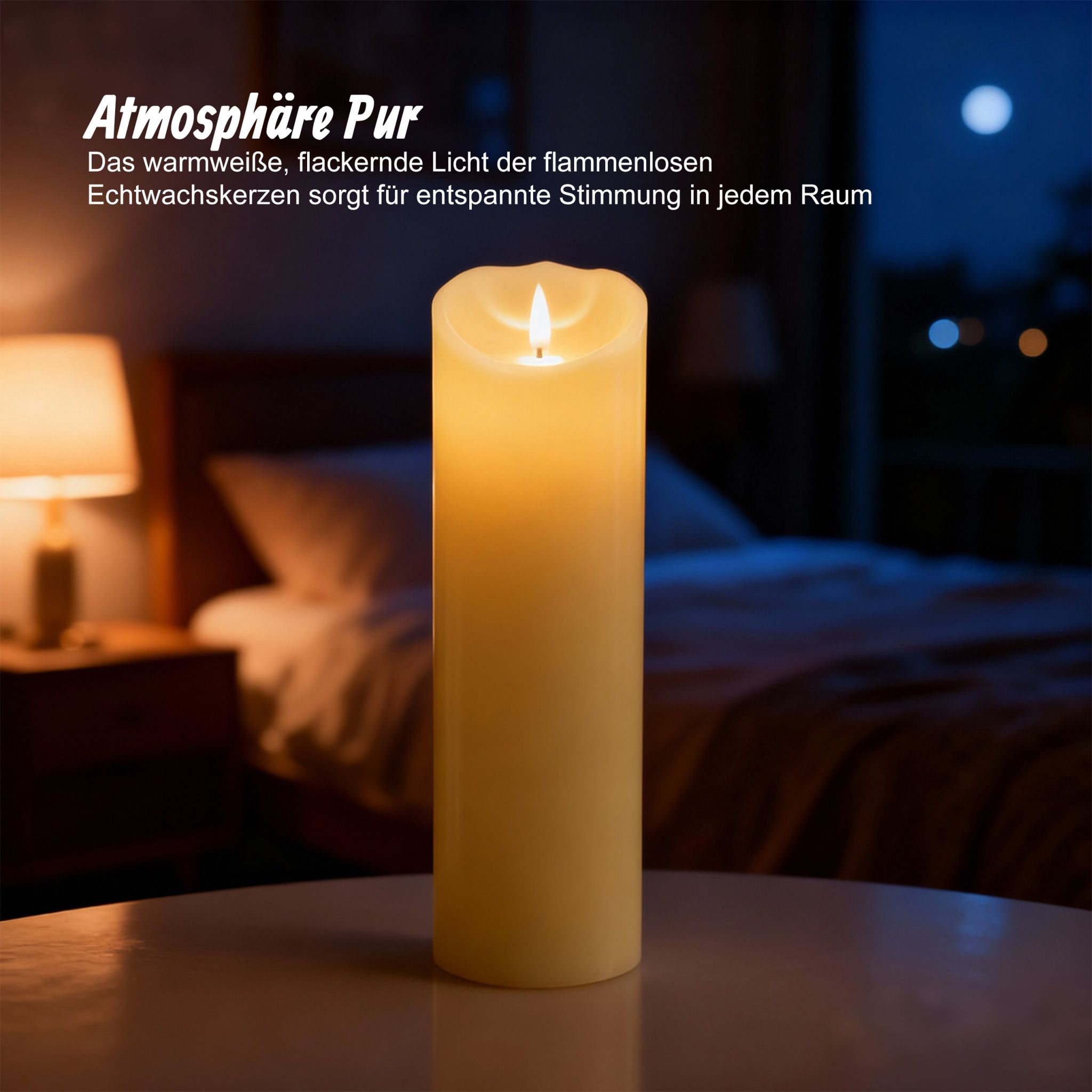 LED Kerze 30cm hoch Creme von Relaxdays