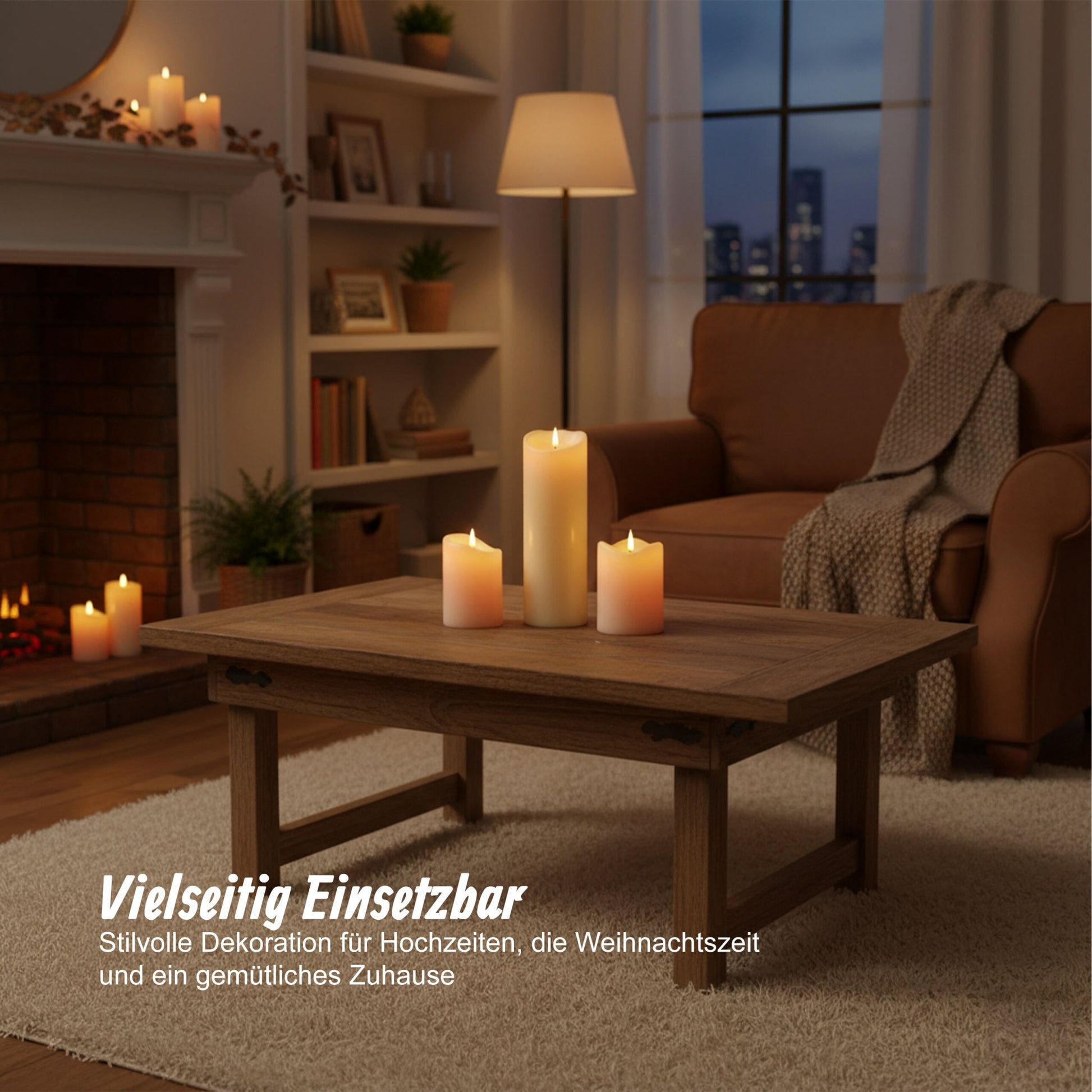 LED Kerze 30cm hoch Creme von Relaxdays