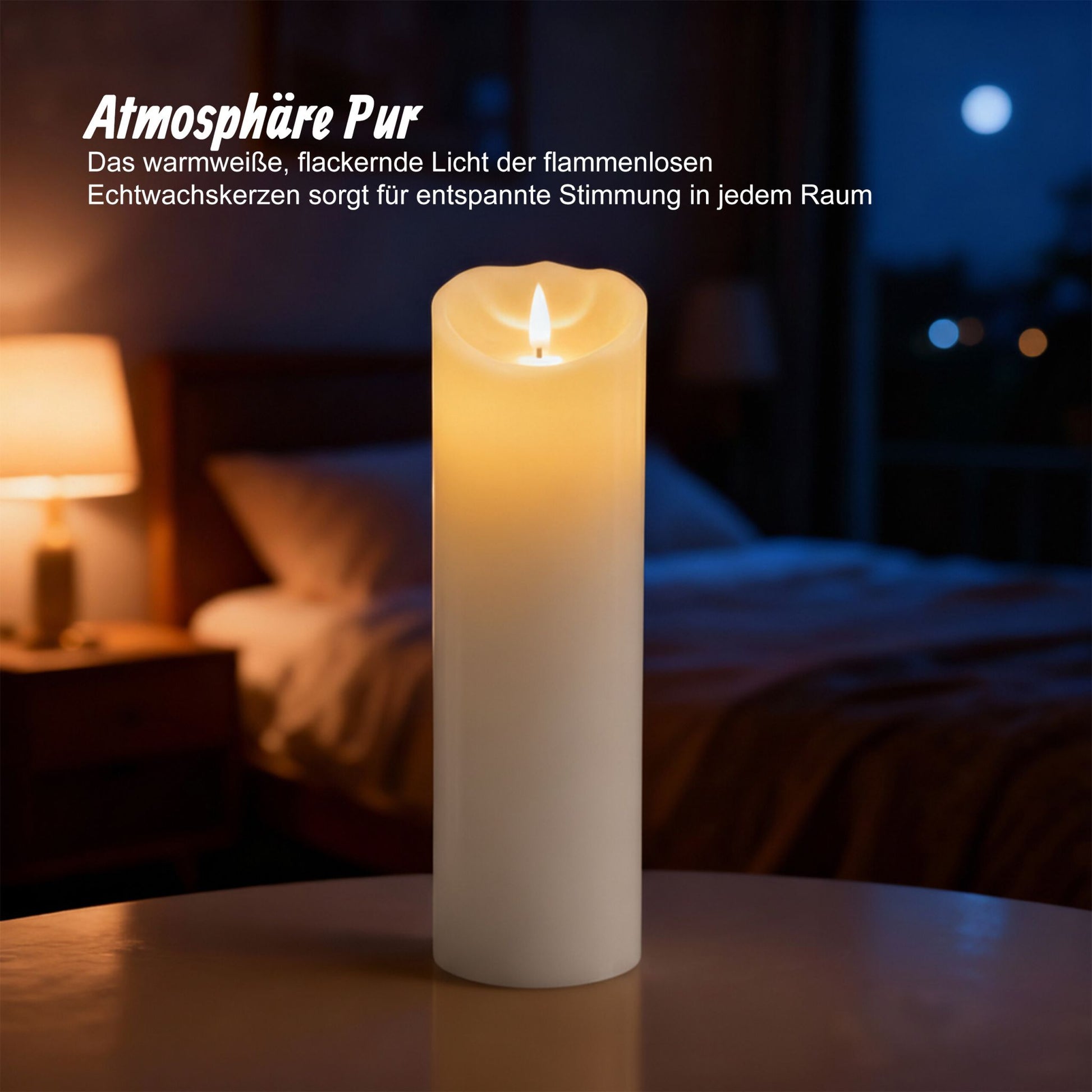 LED Kerze 30cm hoch Weiss von Relaxdays
