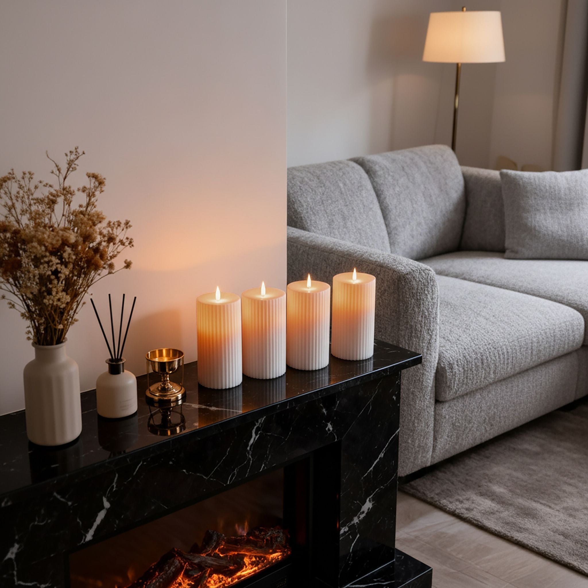 LED Kerzen 4er-Set Creme von Relaxdays